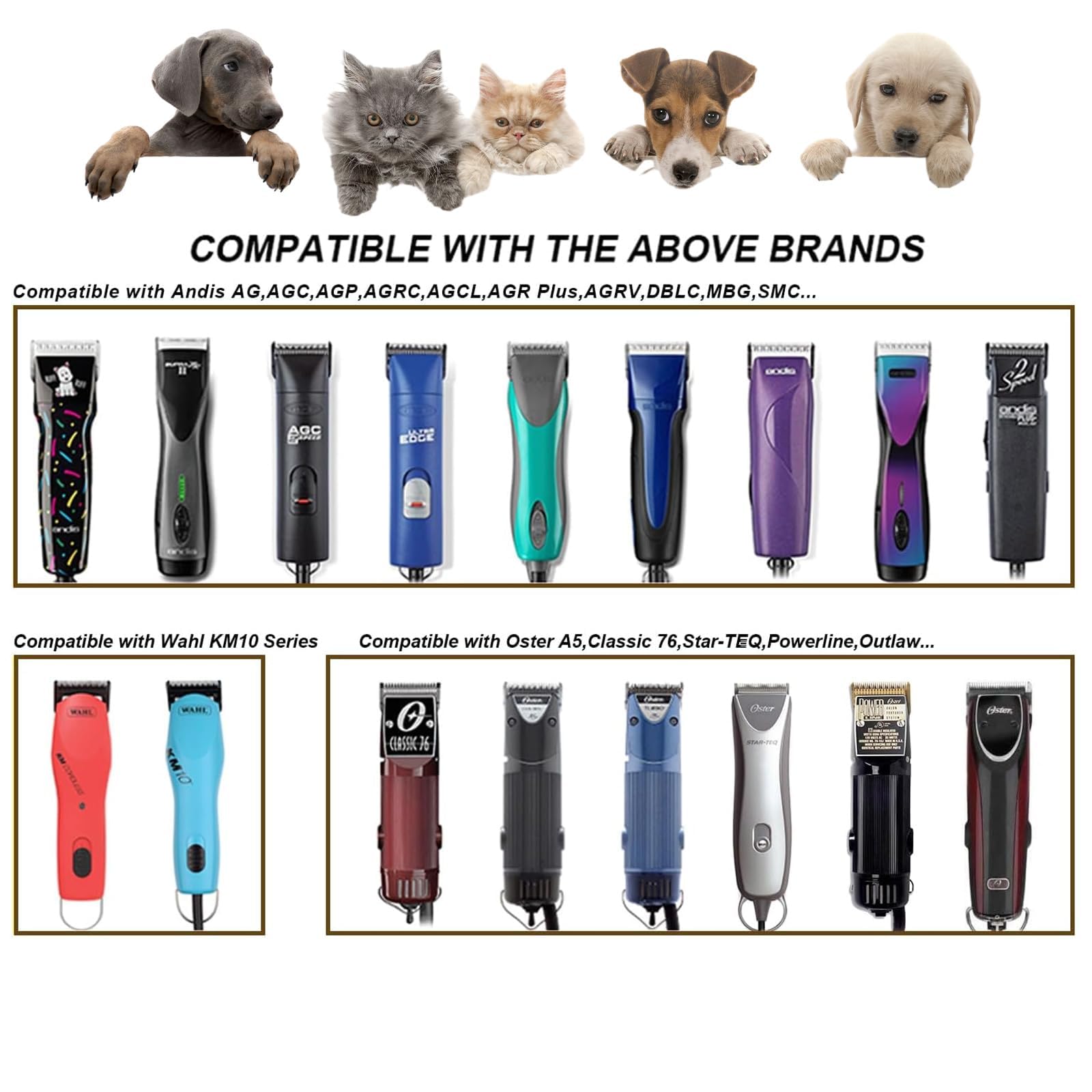 2Pcs 3/4'' Ht Dog Grooming Replacement Blades Compatible With Andis Dog Clippers,Dog Clipper Blades Compatible With Wahl Km-10 S