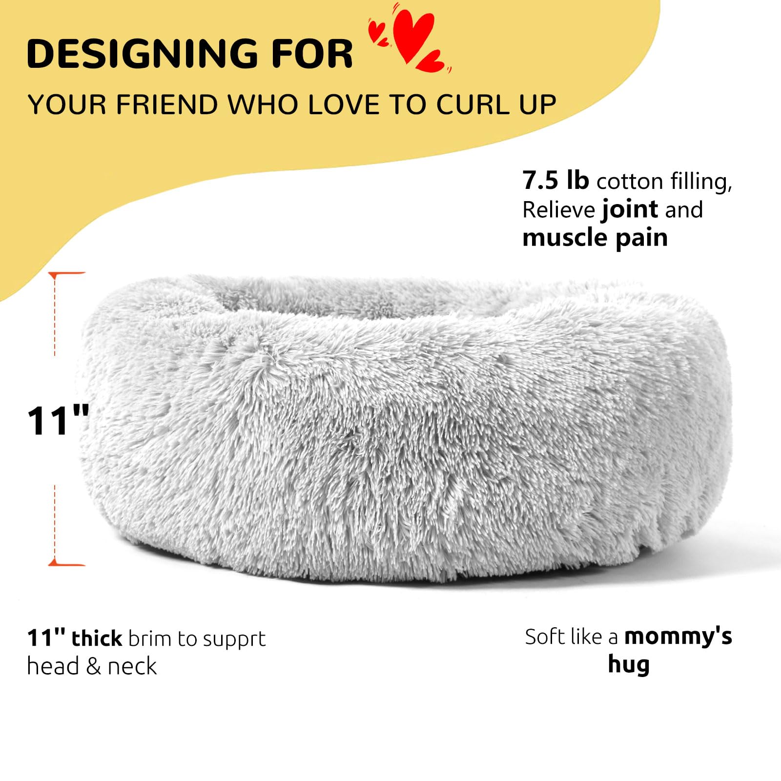 Hachikitty Calming Donut Cuddler, Large Dog Beds, Xlarge, 36''