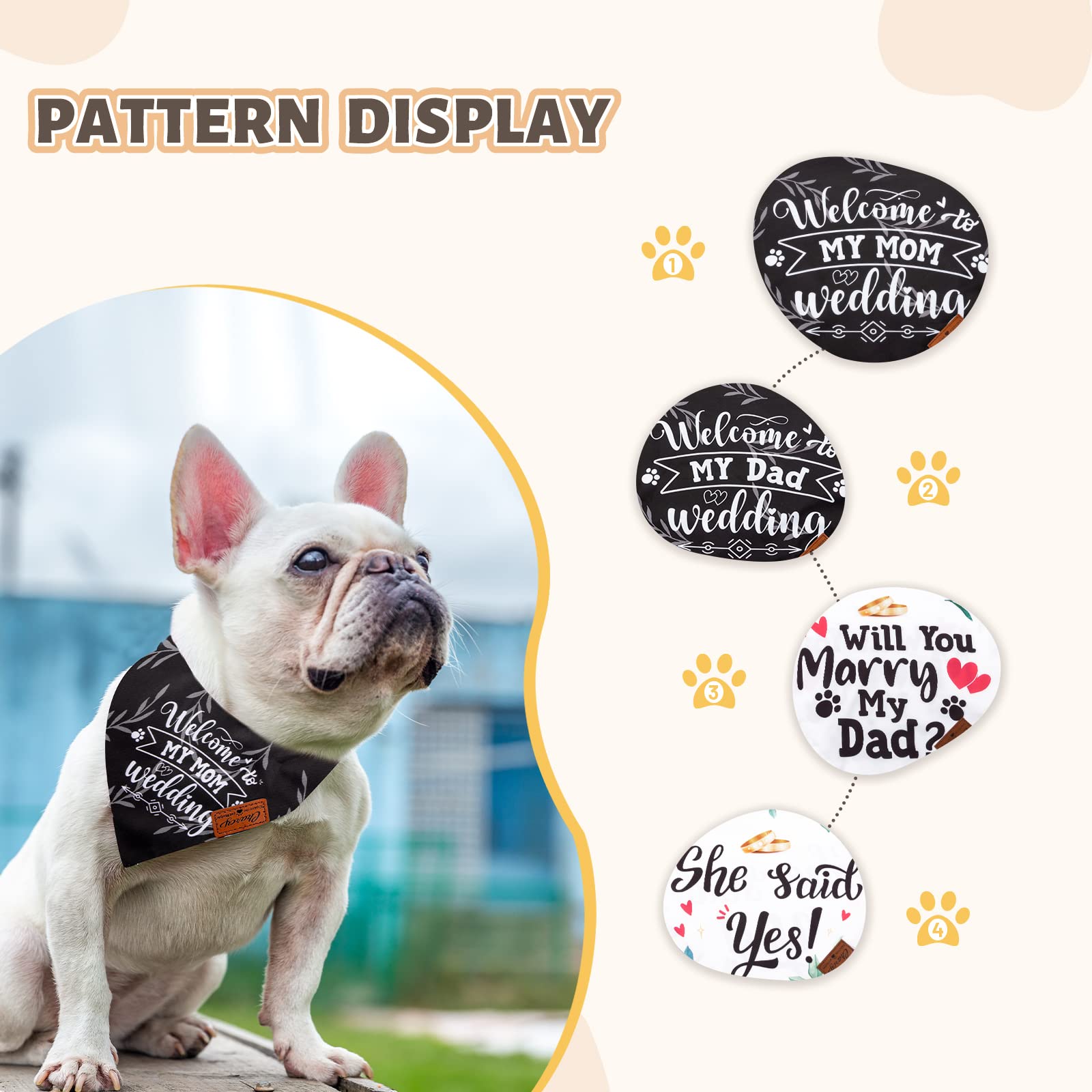 Charcy Bandanas 4 Pack, Fall Dog Bandana For Boy Girl Holiday Birthday, Adjustable Durable Scarf, Unique Design - Marry Small