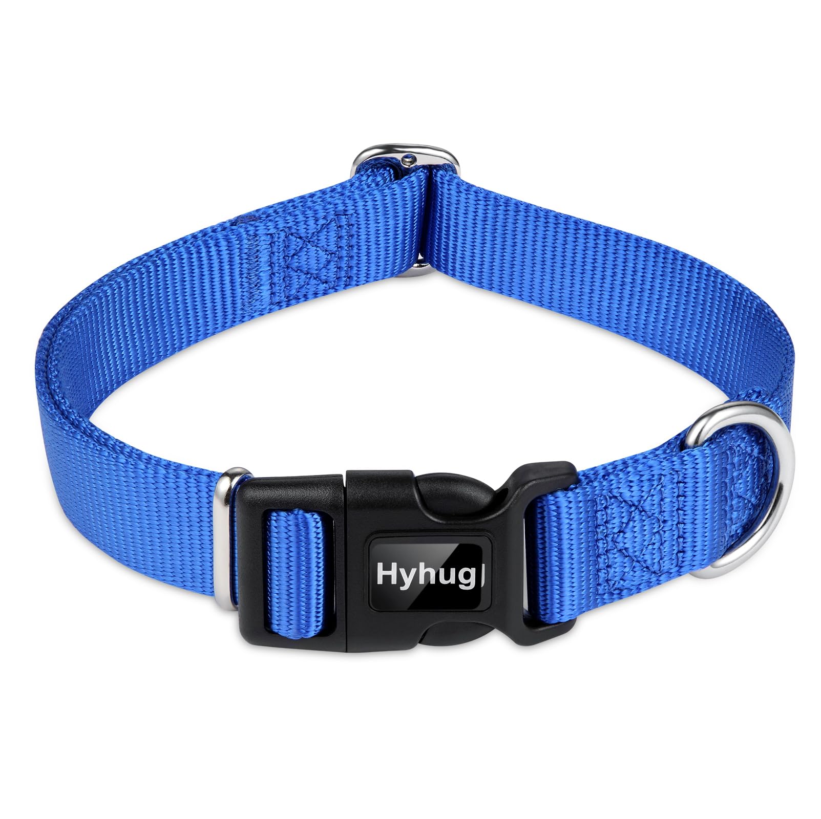Hyhug Pets Solid Color Classic Regular Heavy Duty Basic Collar For Medium Dogs, Unique Design Adjustment Triglide Slide (Buckle)