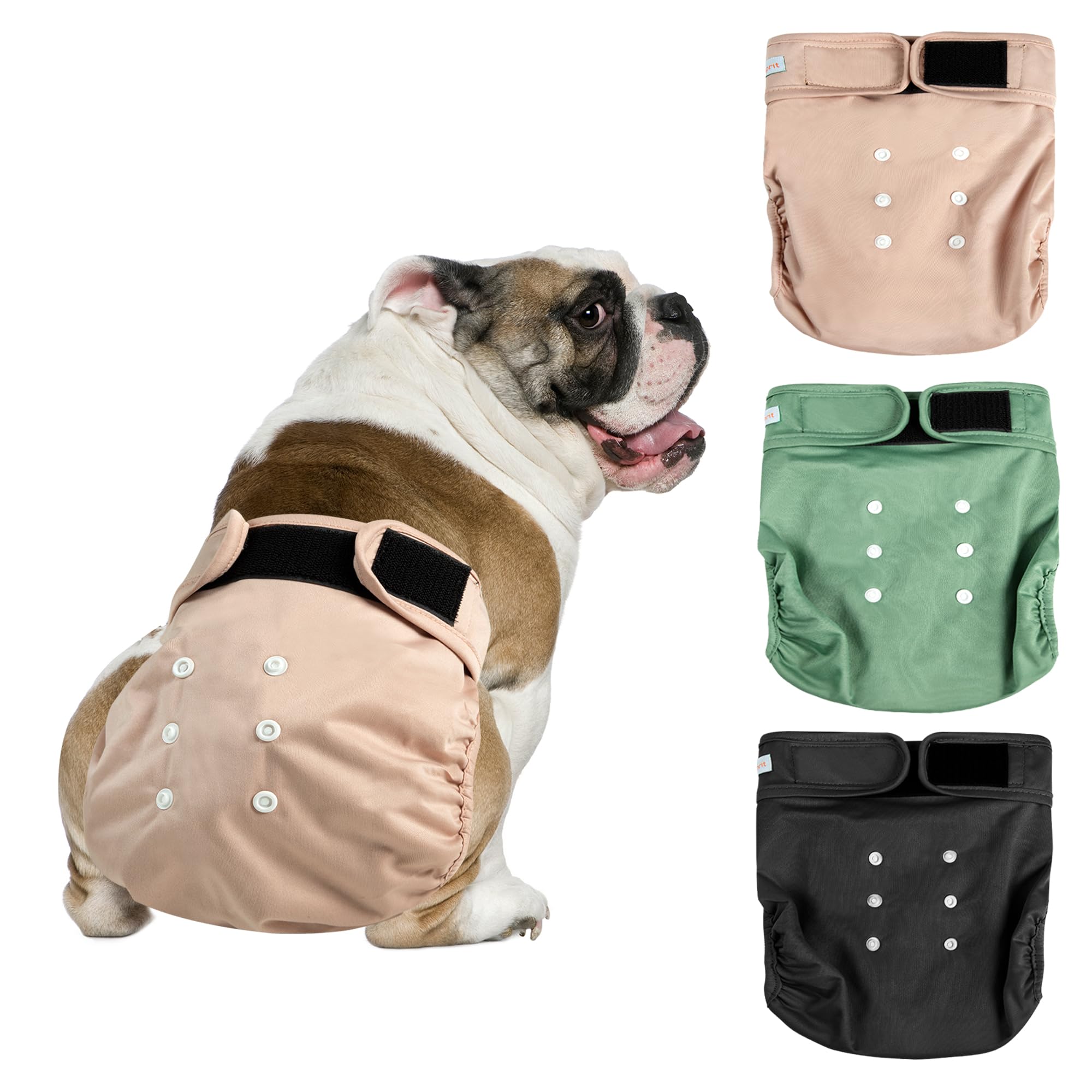 Langsprit Female Dog Diapers No Tail Hole,Reusable Puppy French Bulldog Diapers Female for Period Heat,Washable Doggy Doggie Dia