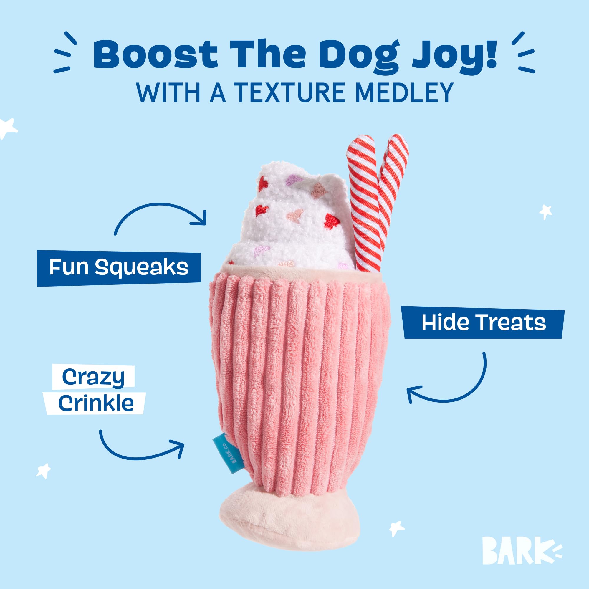 Barkbox Red Whine Milkshake Dog Toy - Squeaky Dog Toys - Plush Dog Toys - Puppy And Pet Toys For X-Small To Small Dogs