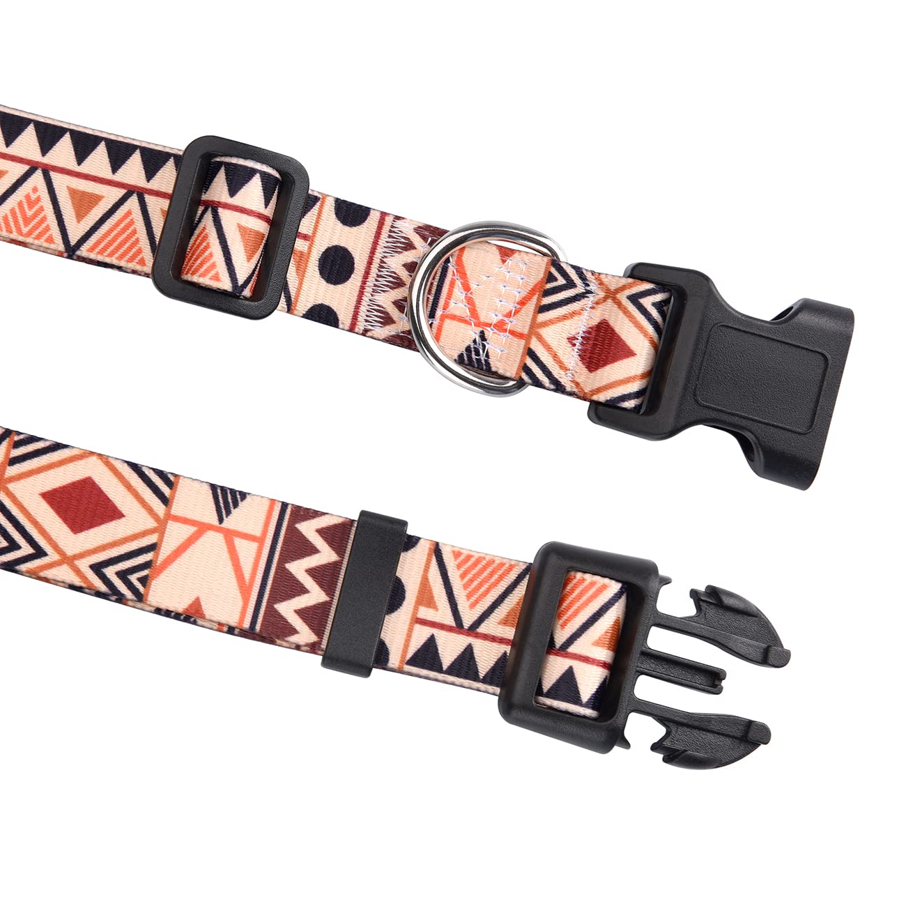 Hqyddmi Soft Comfy Pet Collar And Leash Set For Small Medium Large Dogs, Geometry Pattern For Boy Girl Puppy Dogs (Beige Geometr