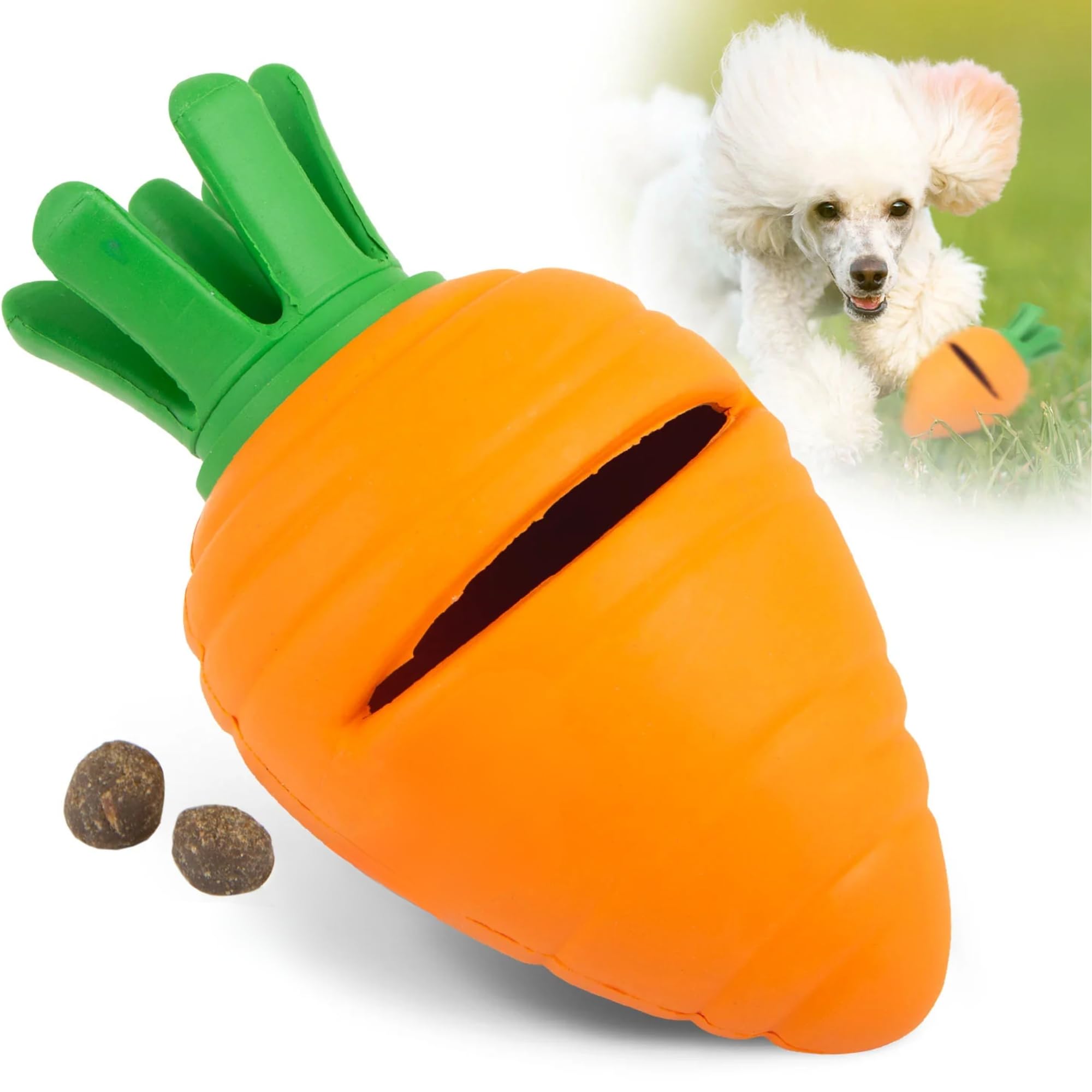 Jeffers Pet Natural Rubber Dog Chew Toy - Carrot, Medium - Treat Dispensing, Vanilla Scent, Durable, Non-Toxic, Dishwasher Safe,