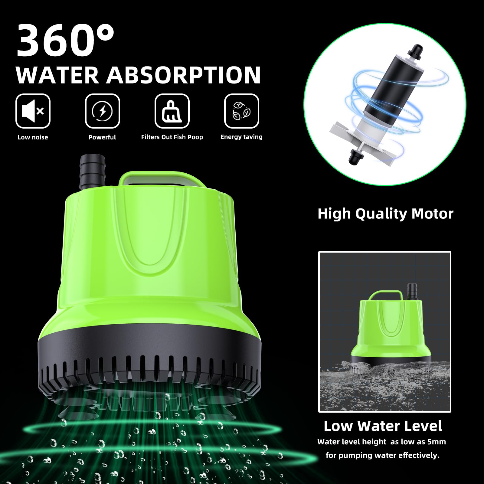Freesea Fountain Submersible Water Pump: 660 Gph 40W Small Sump Pump For Outdoor Pond Hydroponic Statuary Waterfall Aquarium Fish Tank