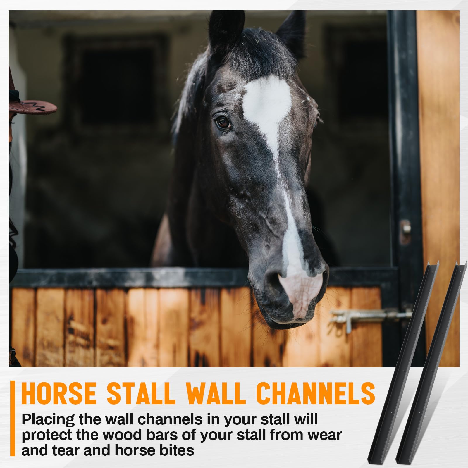 Yaocom 12 Pack 42 Inch Horse Stall Wall Channels Galvanized Steel Easy Installation Horse Stall Chew Guards Wood Protector with