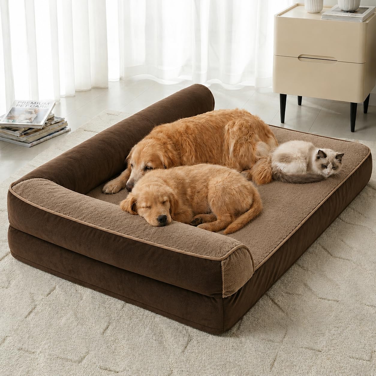 Furry Haven Large Dog Bed Pet Sofa for Medium,Large Dogs, Ultra Soft & Durable, Extra Comfort, Ideal Pet Bed Removable Cover Bed
