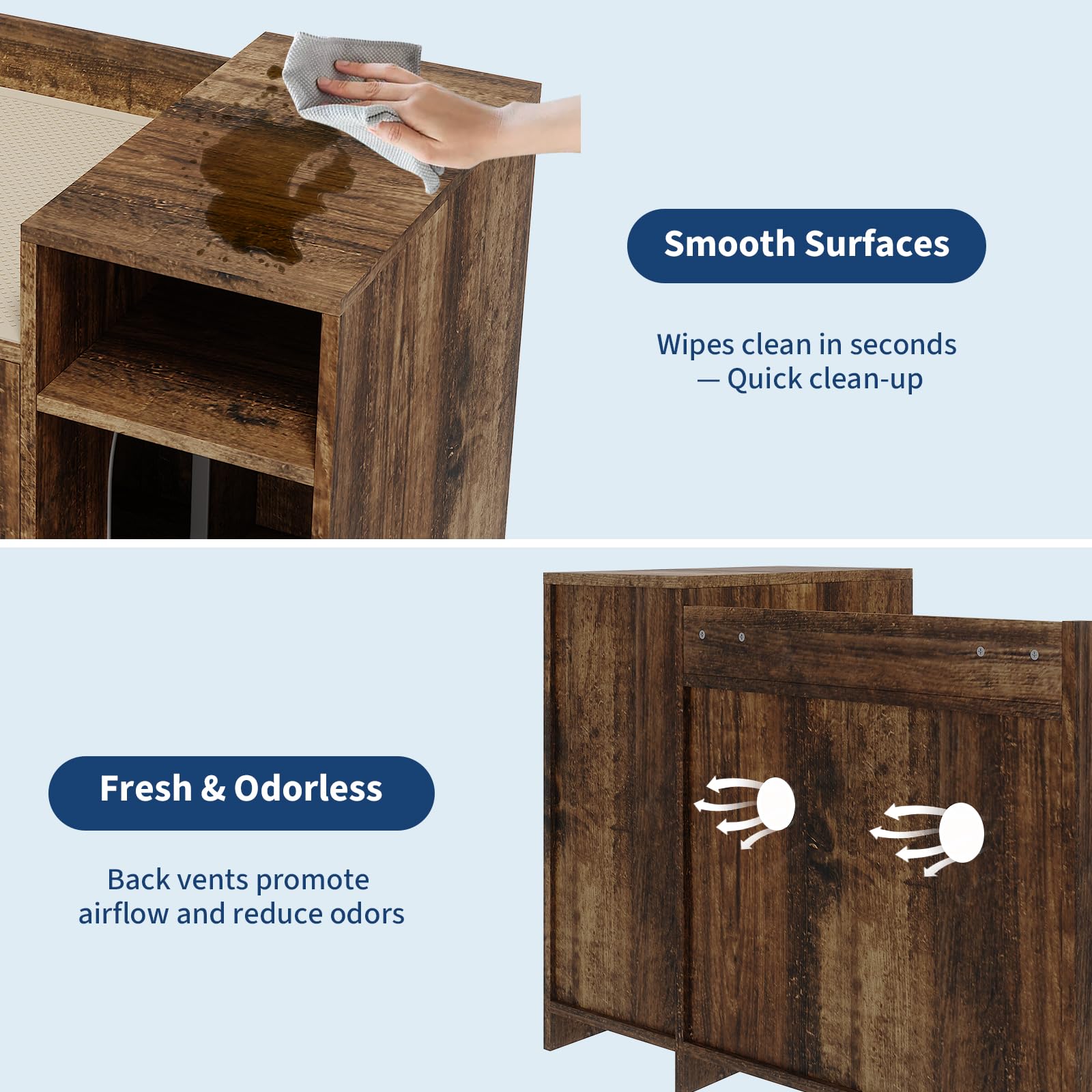 GarveeHome Cat Litter Box Enclosure with Storage Shelve Adn Wooden Barn Door, Hidden Litter Box Cabinet, End Table Style Indoor