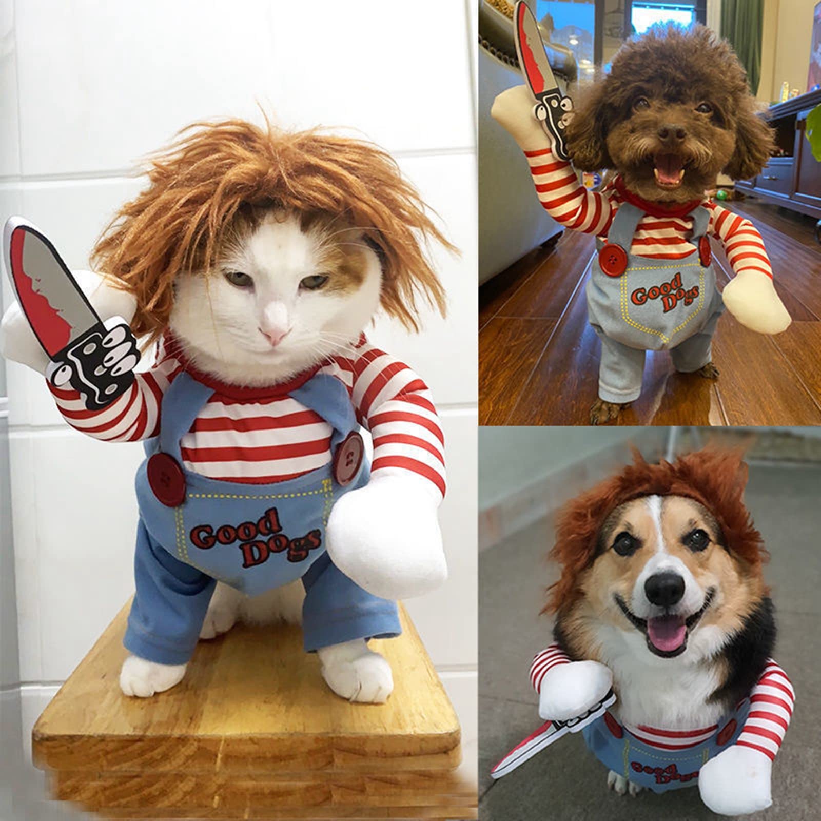 Pet Deadly Dog Costume, Cute Dog Cosplay Halloween Christmas Funny Costume Dog Clothes Party Costume For Small Medium And Large Dogs (Large)