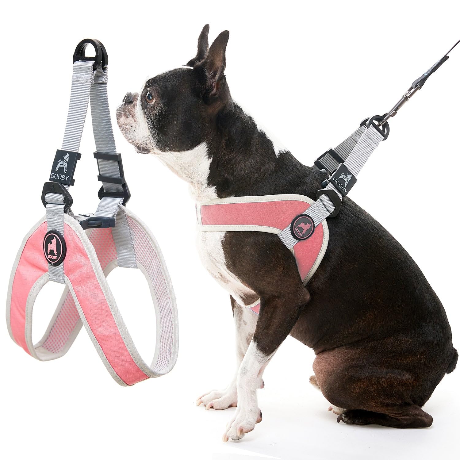 Gooby Simple Step in III Harness - Pink, Medium - Small Dog Harness with Scratch Resistant Outer Vest - Soft Inner Mesh Harness 