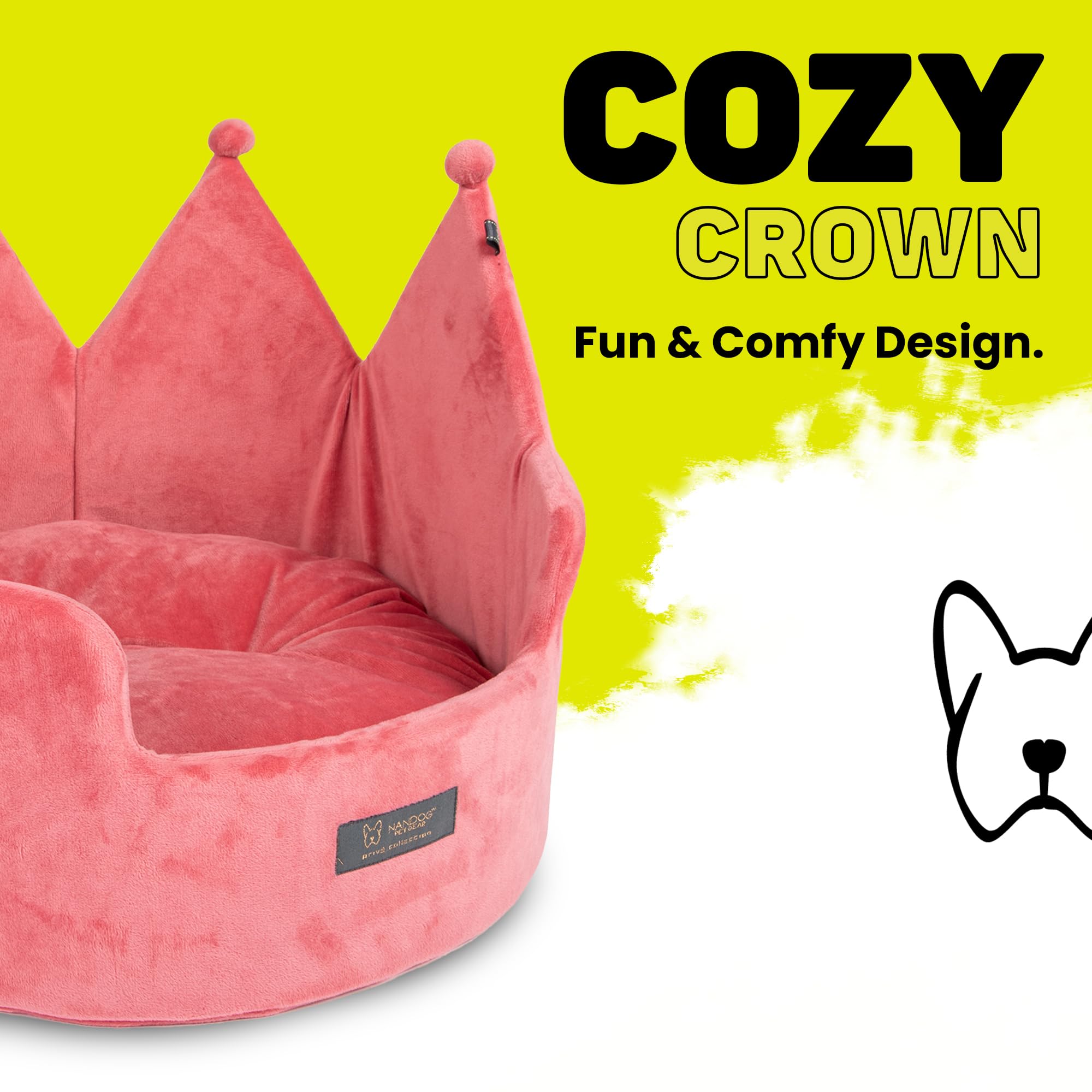 Nandog Pet Gear Crown Cozy Round Dog And Cat Bed Collection Washable Indoor Pet Bed For Small Breeds -Soft Bed Fits In Crate Or