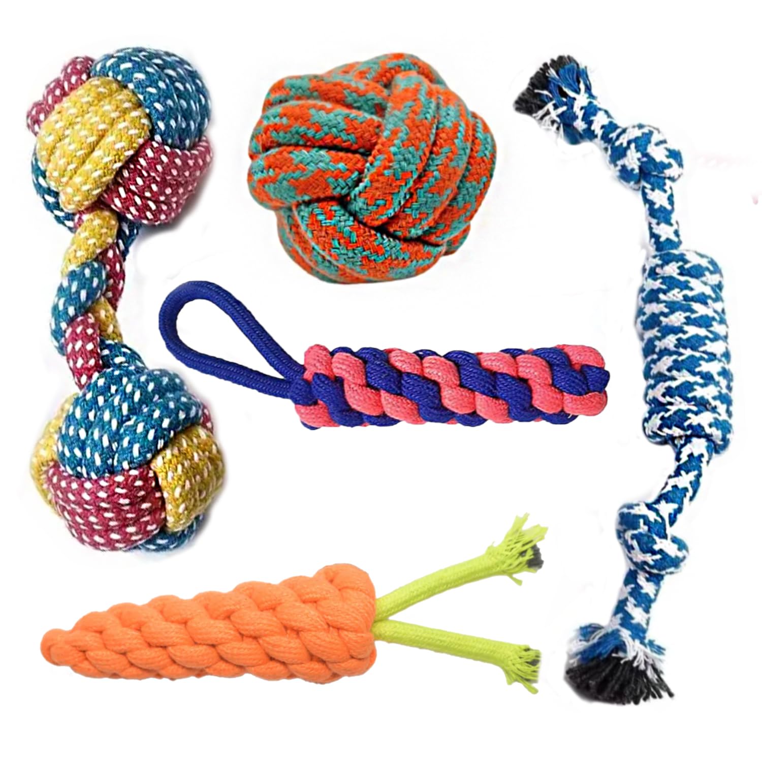 Cature Durable Rope Dog Toys Set For Aggressive Chewing Dogs | Cotton Knotted Chew Toys For Puppies And Dogs | Teeth Cleaning An
