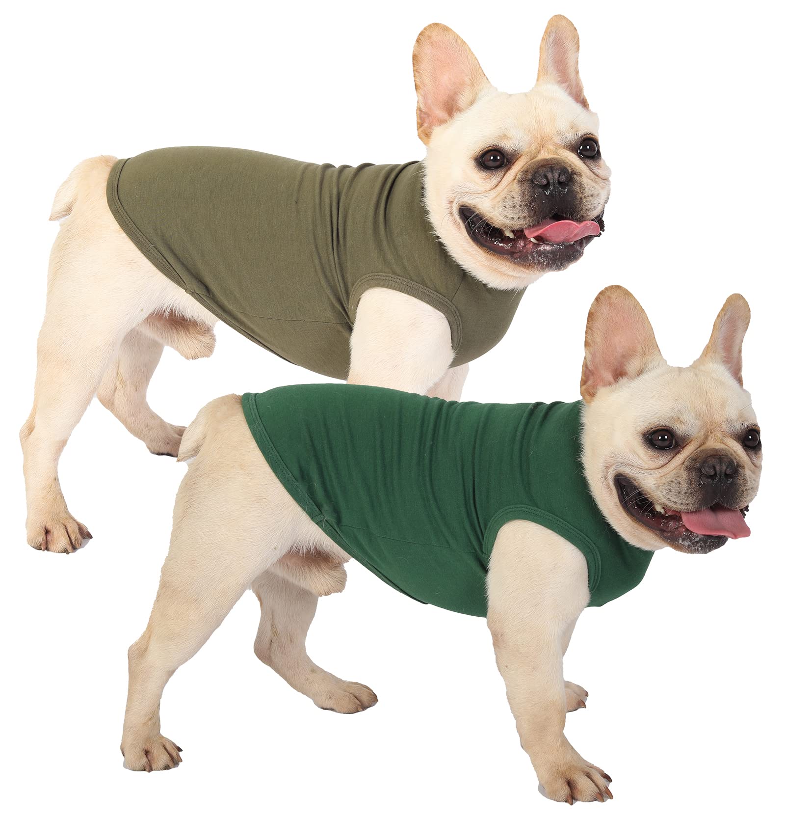 Sychien Dog Blank Cotton Shirts,Plain Dogs Large Big Clothes,Army & Deep Green Xxxl
