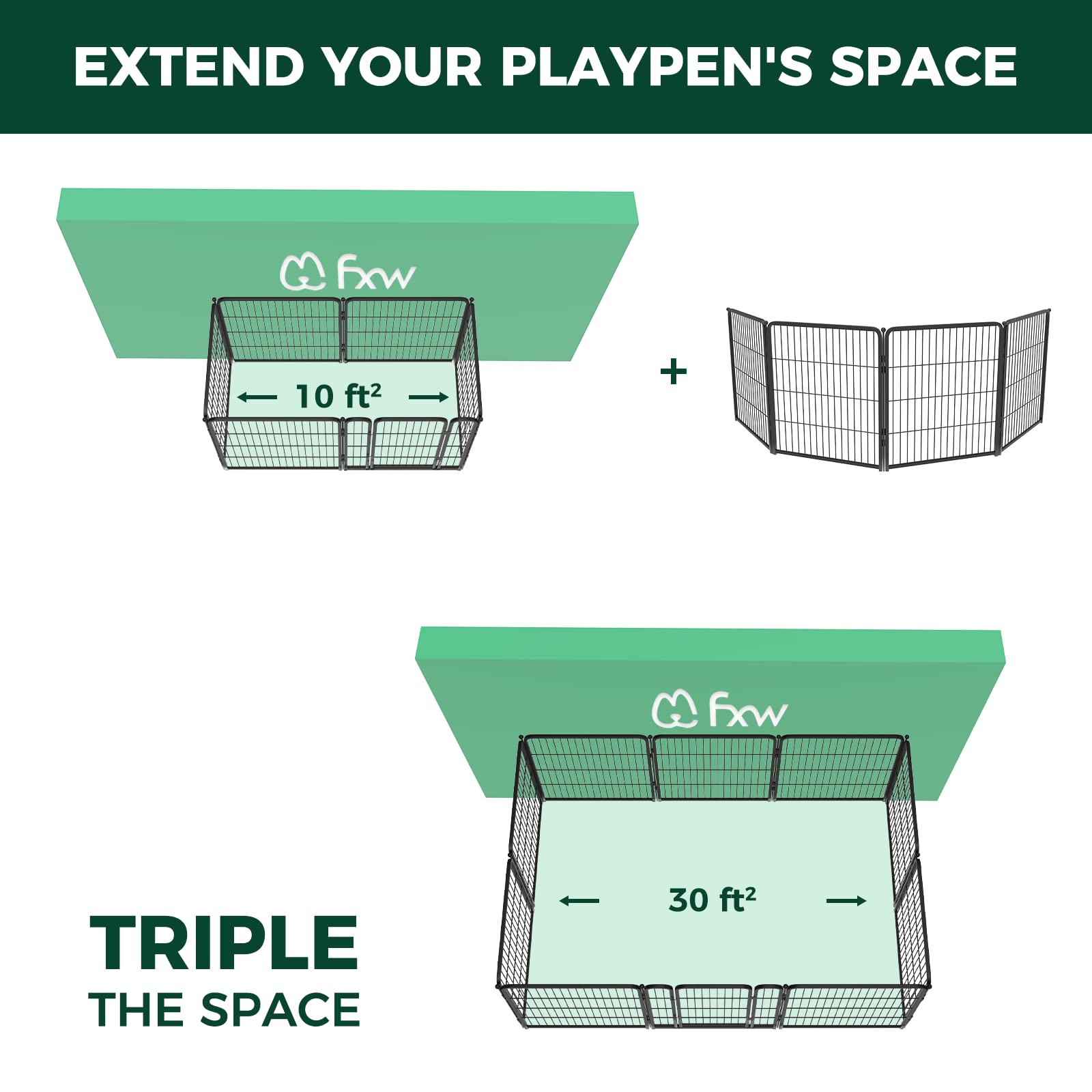 Fxw Homeplus Indoor Dog Playpen - Stress-Free And Safe Play, 32 Inch 4 Panels For Small And Medium Dogs, Blackpatented