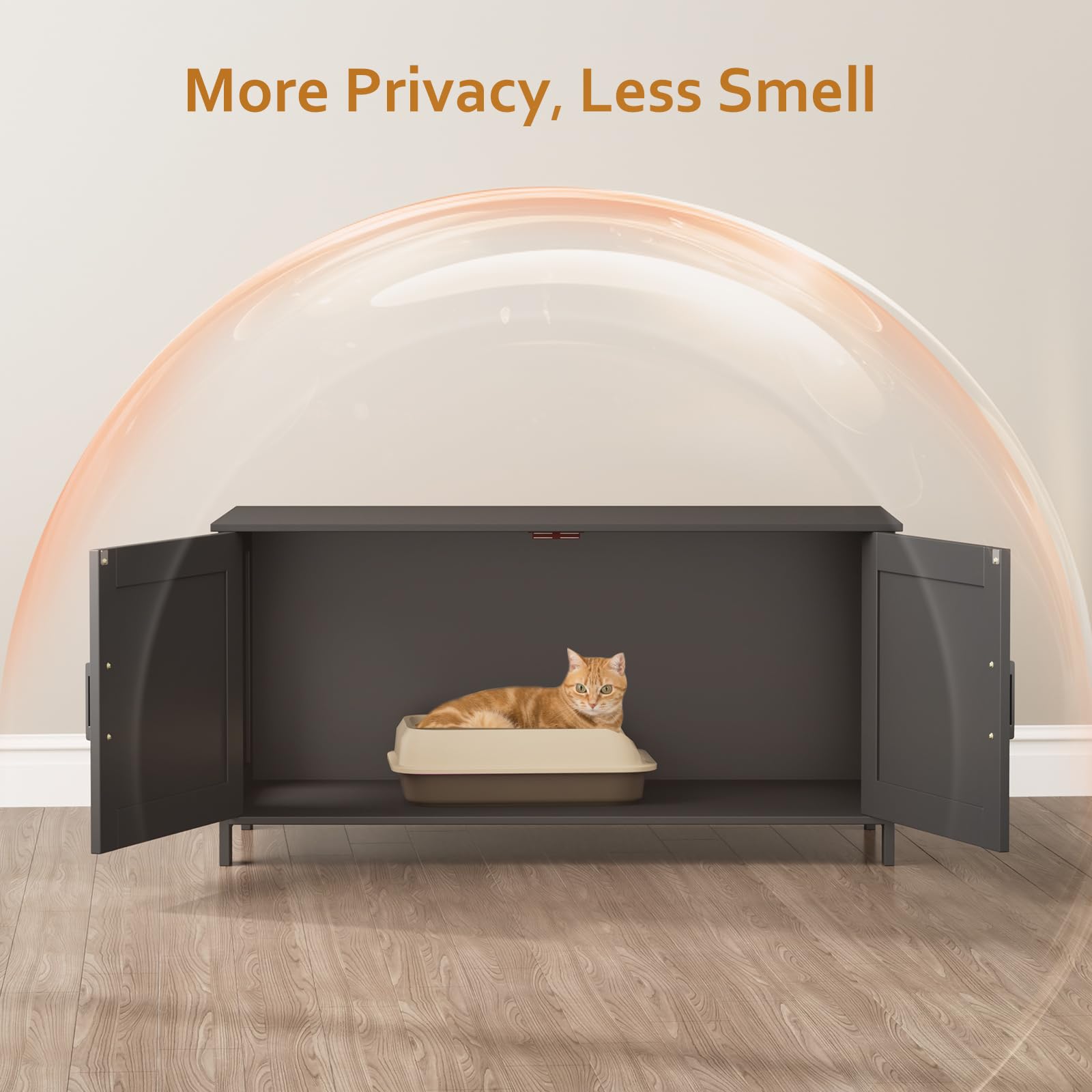 Homhedy 39.4'' L Cat Litter Box Enclosure, Pet House With Barn Door, Wooden Cat Washroom Furniture,Fit Most Of Litter Box, Black