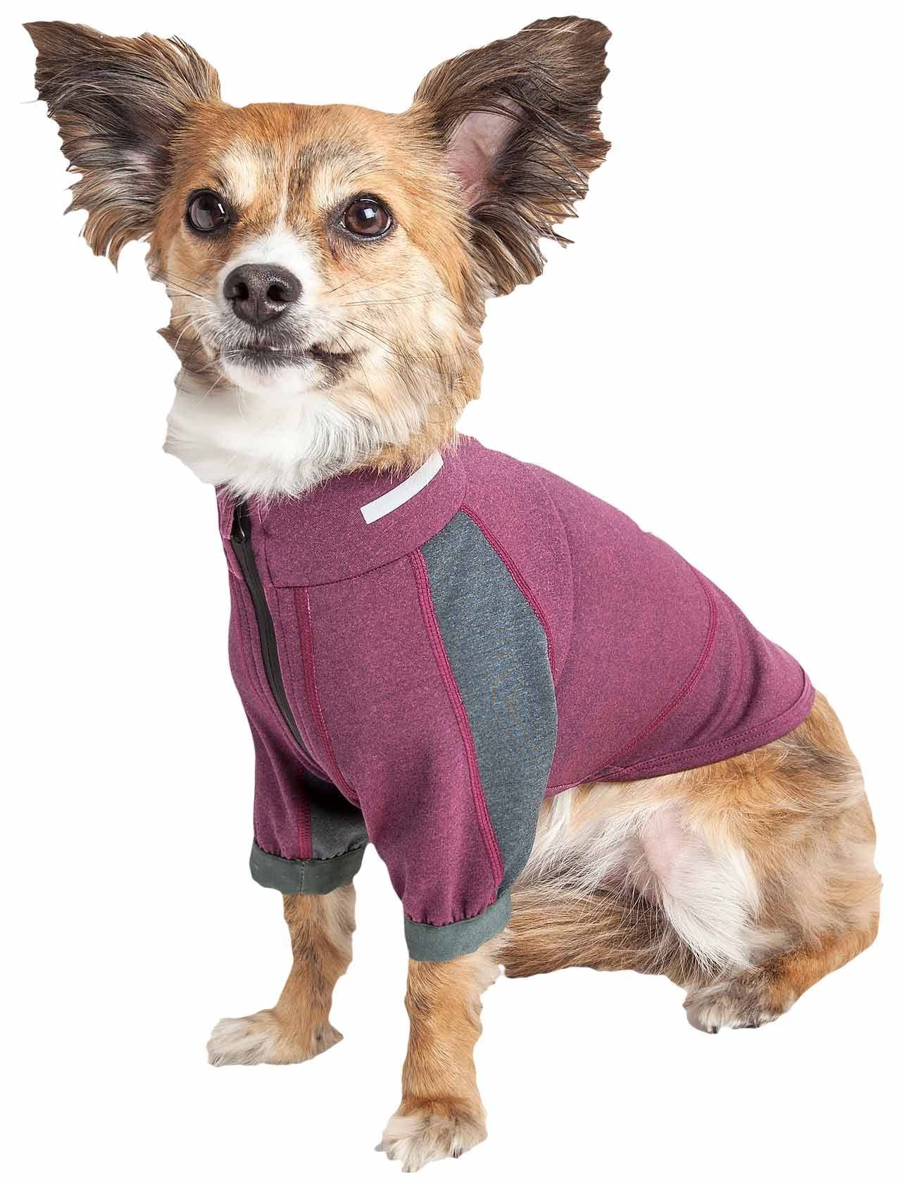 Dog Helios ® 'Eboneflow' Mediumweight 4-Way-Stretch Flexible and Breathable Performance Dog Yoga T-Shirt, X-Large, Purple