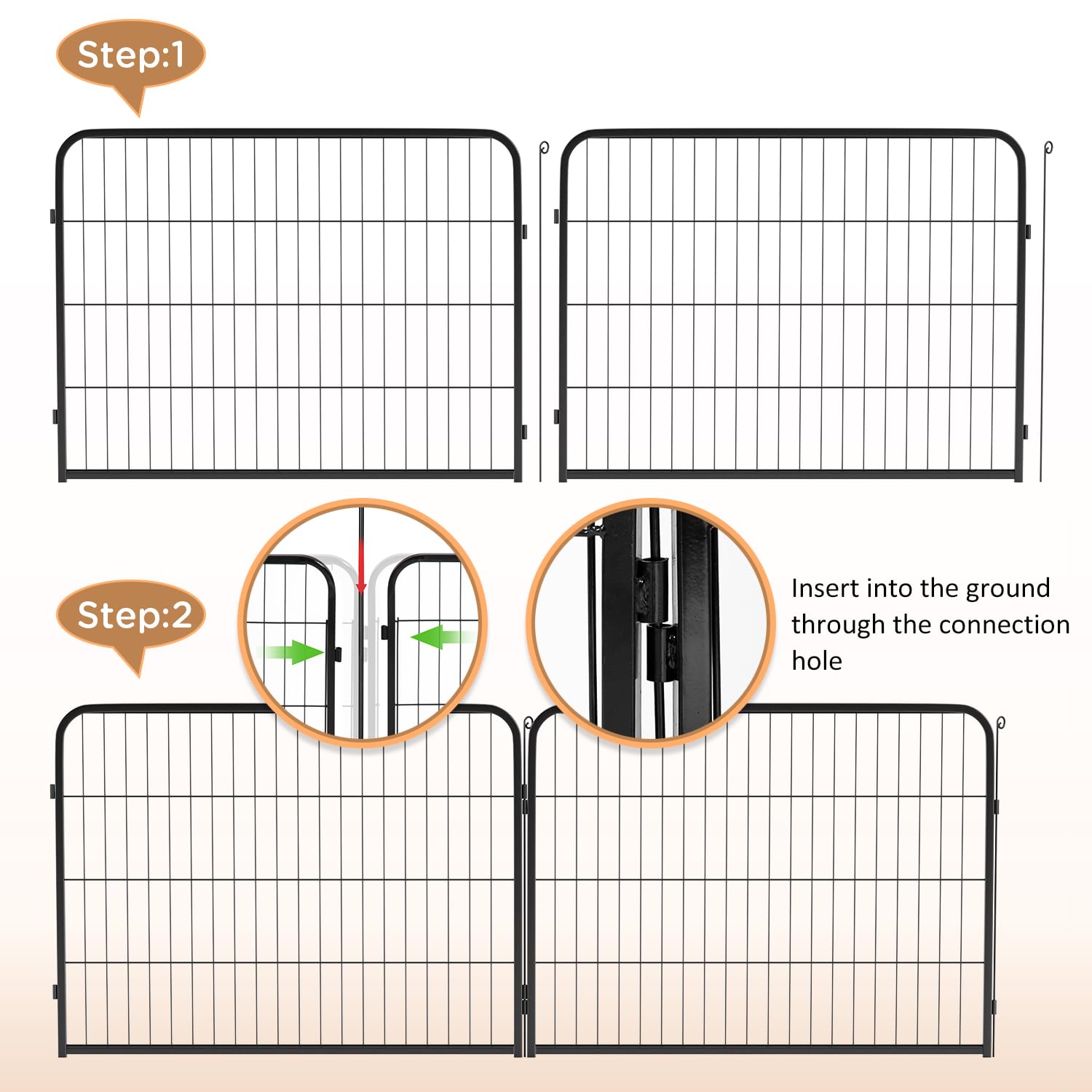 Bestpet Dog Playpen Indoor 40 Inch Height 2 Panels Dog Pen For Medium And Large Dogs, Exercise Pen Pet Dog Fence With Doors Pet