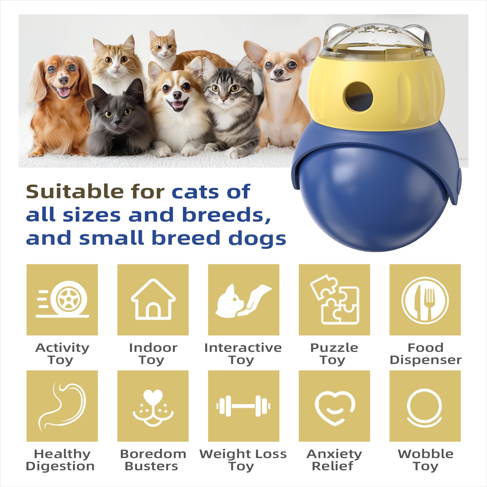 Majoxin Dog Interactive Toys Adjustable Food Dispenser Tough Slow Feeder Ball Treat Dispenser Dog Toys Puzzles Feeder for Small