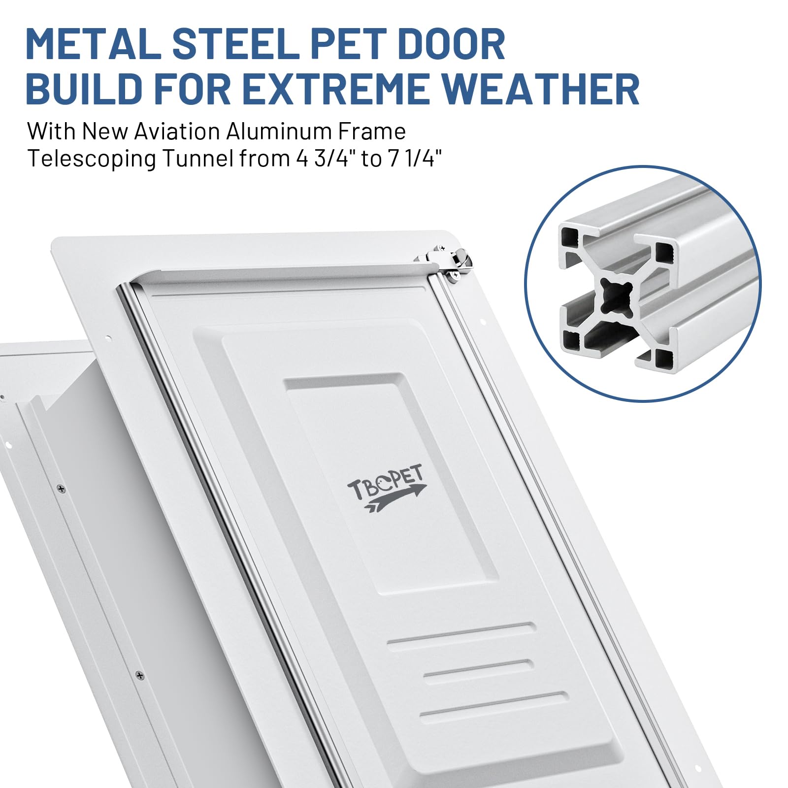 Pet Door For Wall Upgrade 2.0 With Secure Aluminum Lock, Steel Frame & Telescoping Tunnel, Double Silicone Flaps Dog Doggy Door