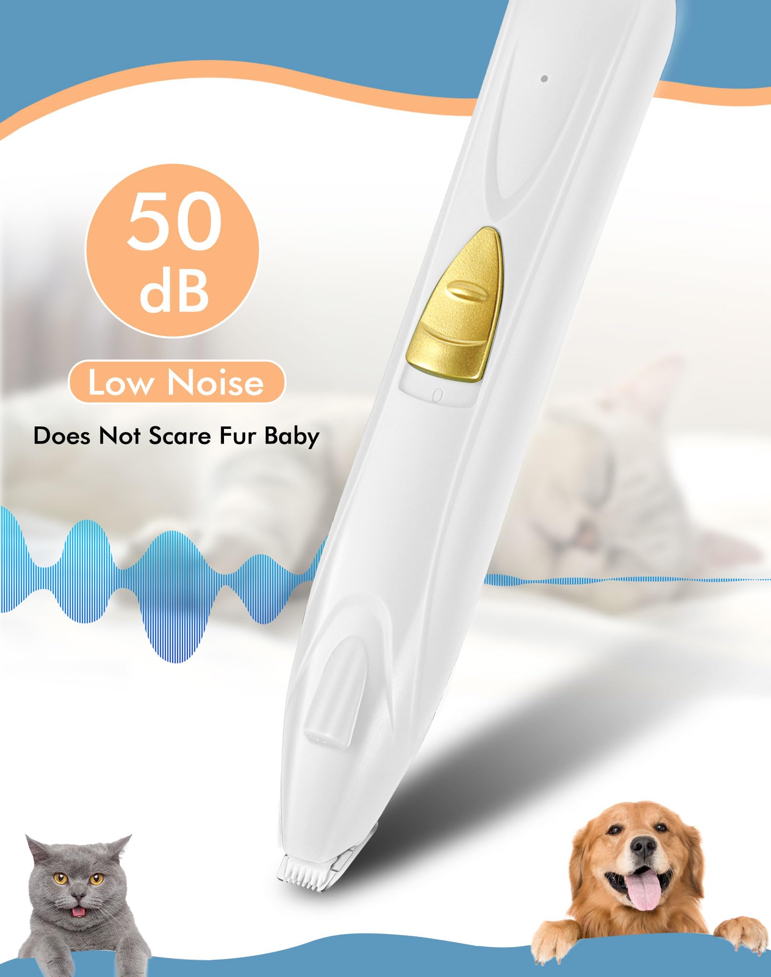 Leyoufu Dog Clippers For Grooming, Cordless Dog Grooming Kit For Small Dogs With Led Light, Rechargeable Low Noise Cat Hair Trimmer For Grooming Pet Hair Around Paws, Eyes, Ears, Face, Rump (White)