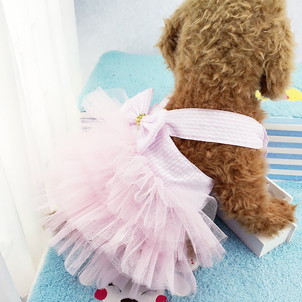 Clopon Small Dog Dresses Doggie Harness Tutu Yorkie Dresses For Girl Harness Dress Yorkie Female Clothes Xl