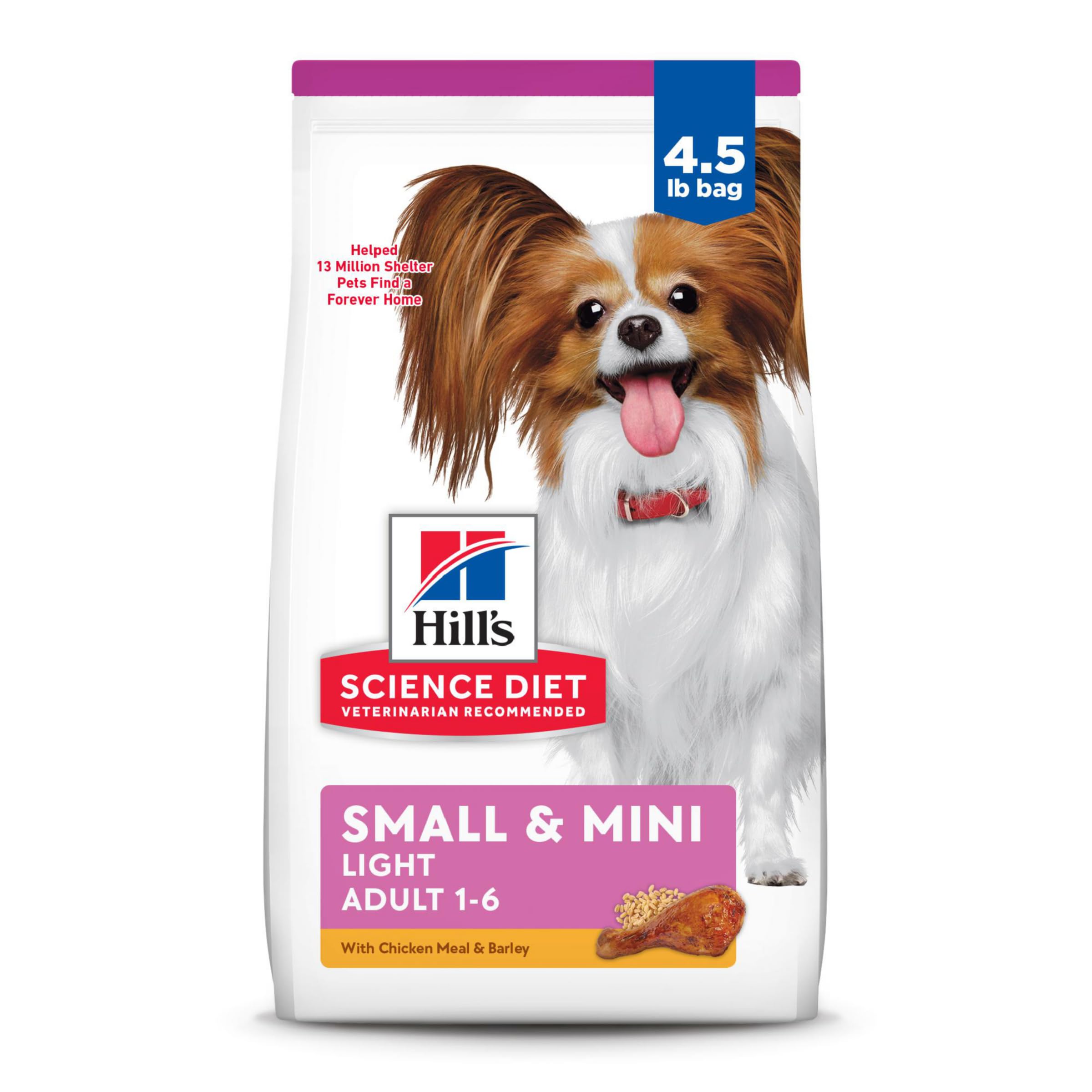 Hills Science Diet Light , Adult 1-6, Small & Mini Breeds Weight Management Support, Dry Dog Food, Chicken & Barley, 4.5 lb Bag