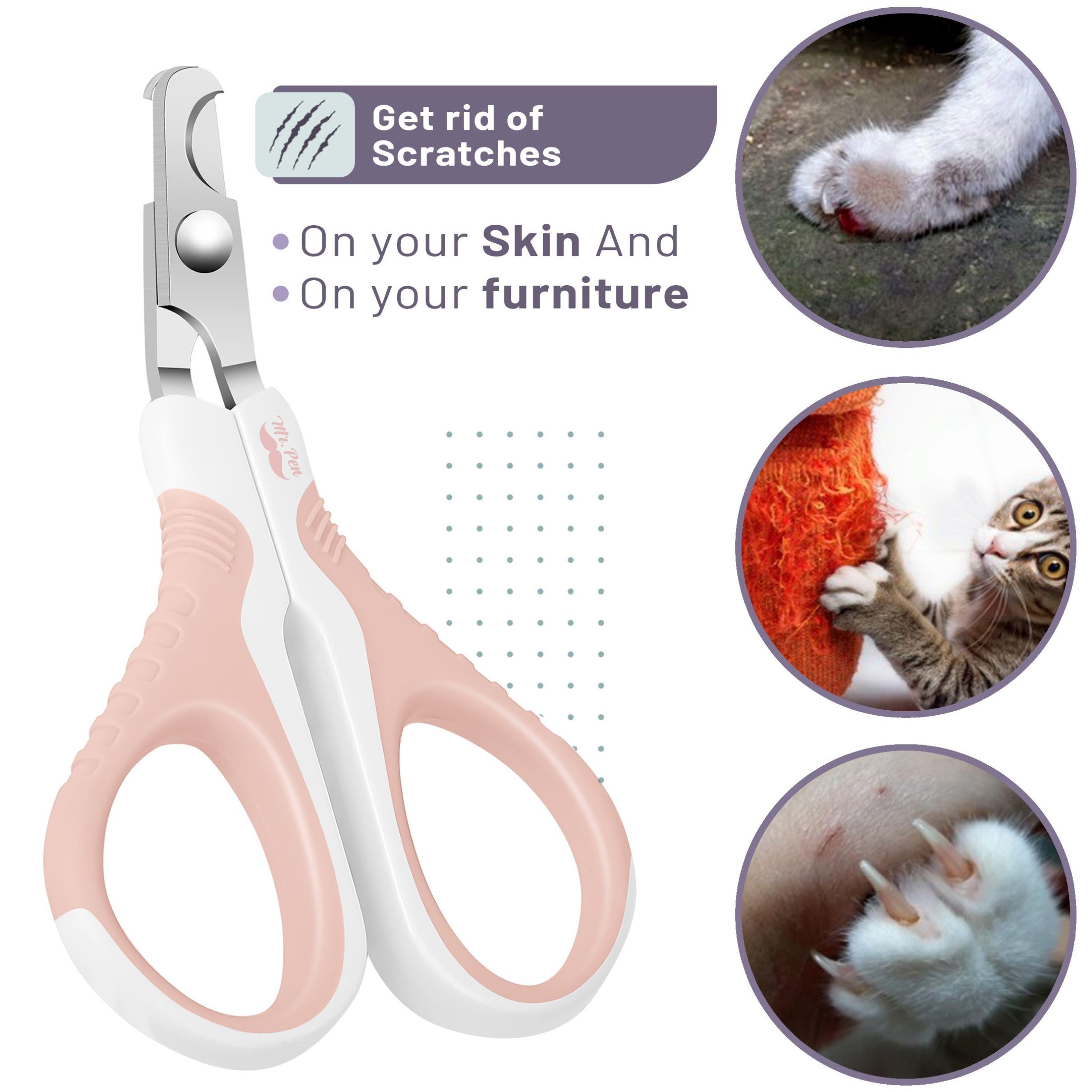 Mr. Pen Cat Nail Clipper, Pink Stainless Steel Trimmer for Kittens & Small Dogs, Model PILC001M301