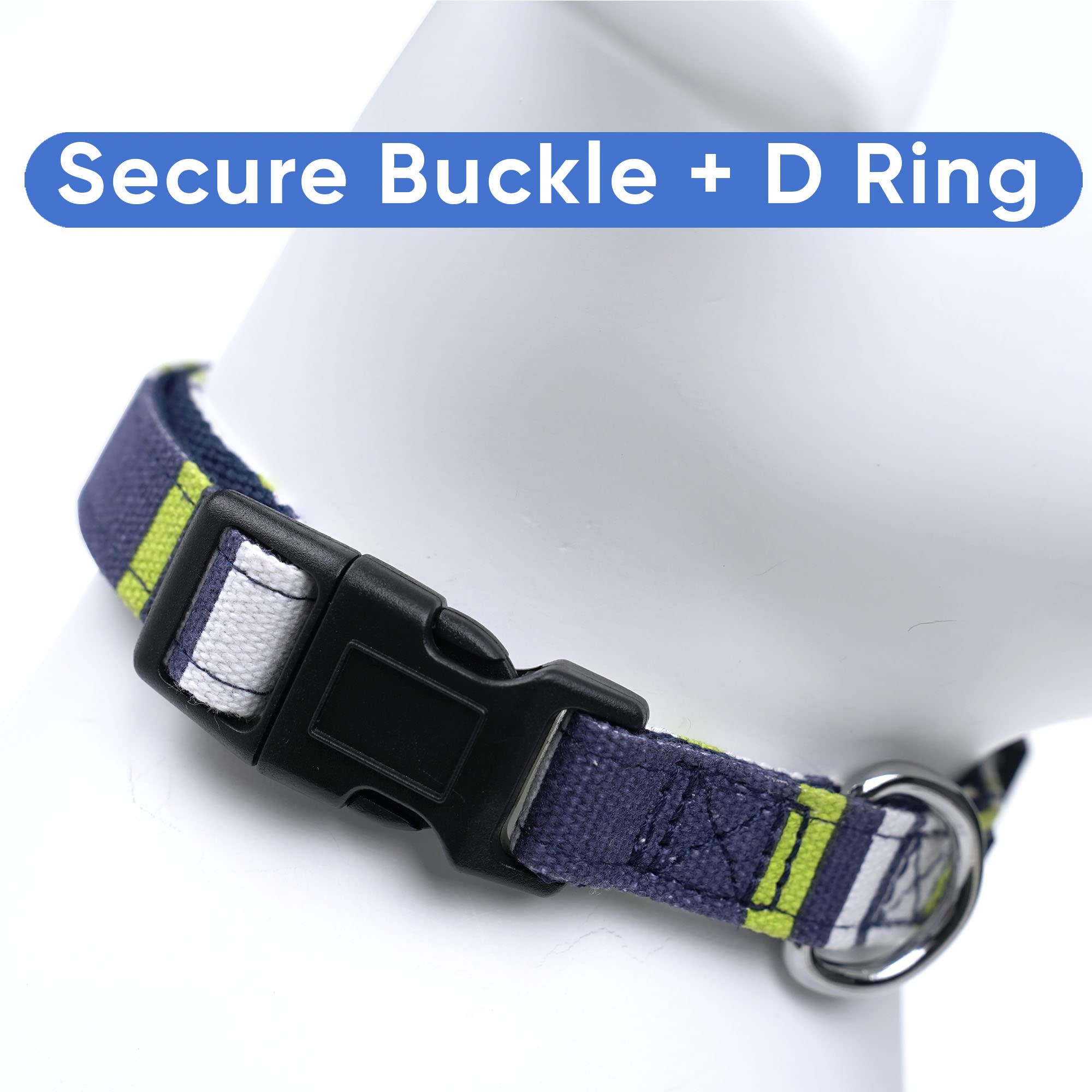 Pawtitas Pet Soft Adjustable Solid Color Nylon Puppy / Dog Collar Matching Leash And Harness Sold Separately Personalized Customizable Dog Collar Embroidered Customize W Pet Name & Phone Number (X-Small (Pack Of 1), Green / White / Blue)