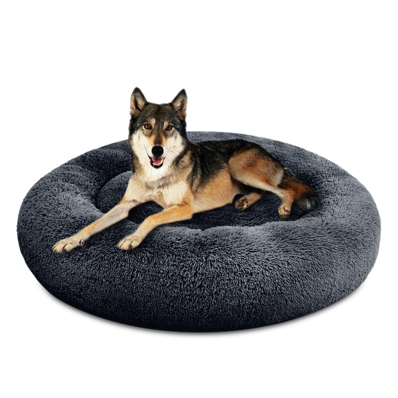 Savfox Plush Calming Dog Beds, Donut Dog Bed For Small Dogs, Medium, Large & X-Large, Comfy Cuddler Dog Bed And Cat Bed In Faux 