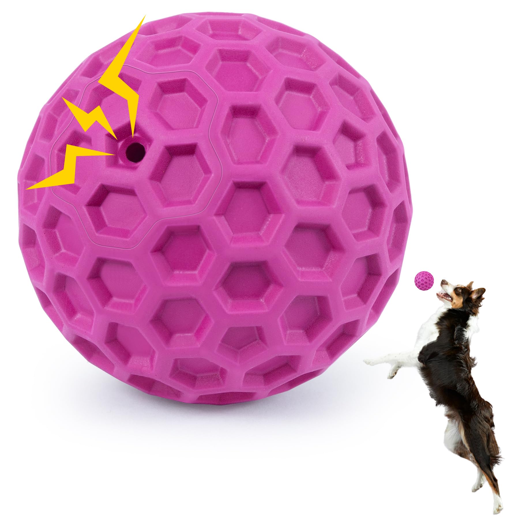 DISSKNIC Interactive Squeaky Dog Balls, Dog Toys for Aggressive Chewers Large Breed for Relieving Anxiety, Tough Dog Chew Toys B