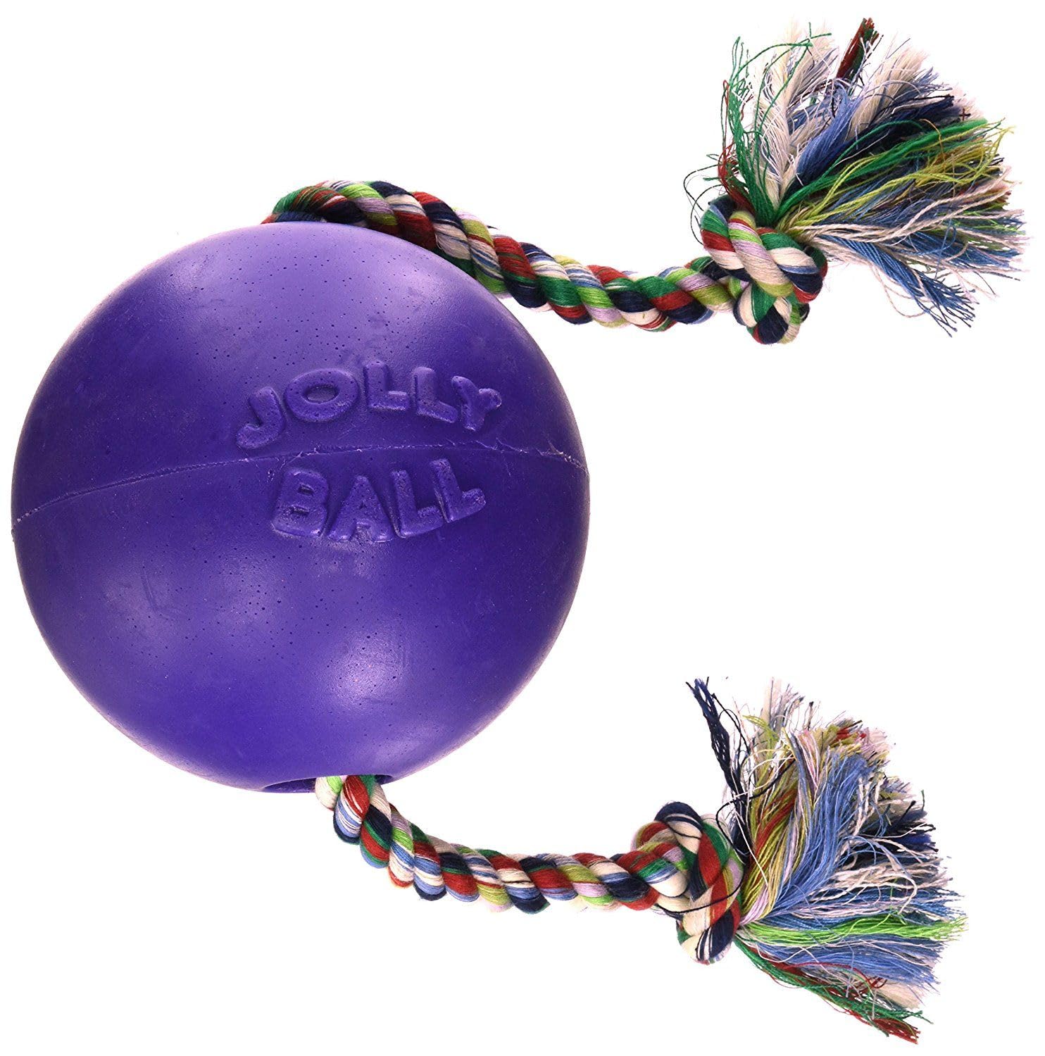 Jolly Pets Romp-N-Roll Rope And Ball Dog Toy, 4.5 Inches/Small, Purple, 4.5-Inch Romp-N-Roll, Purple