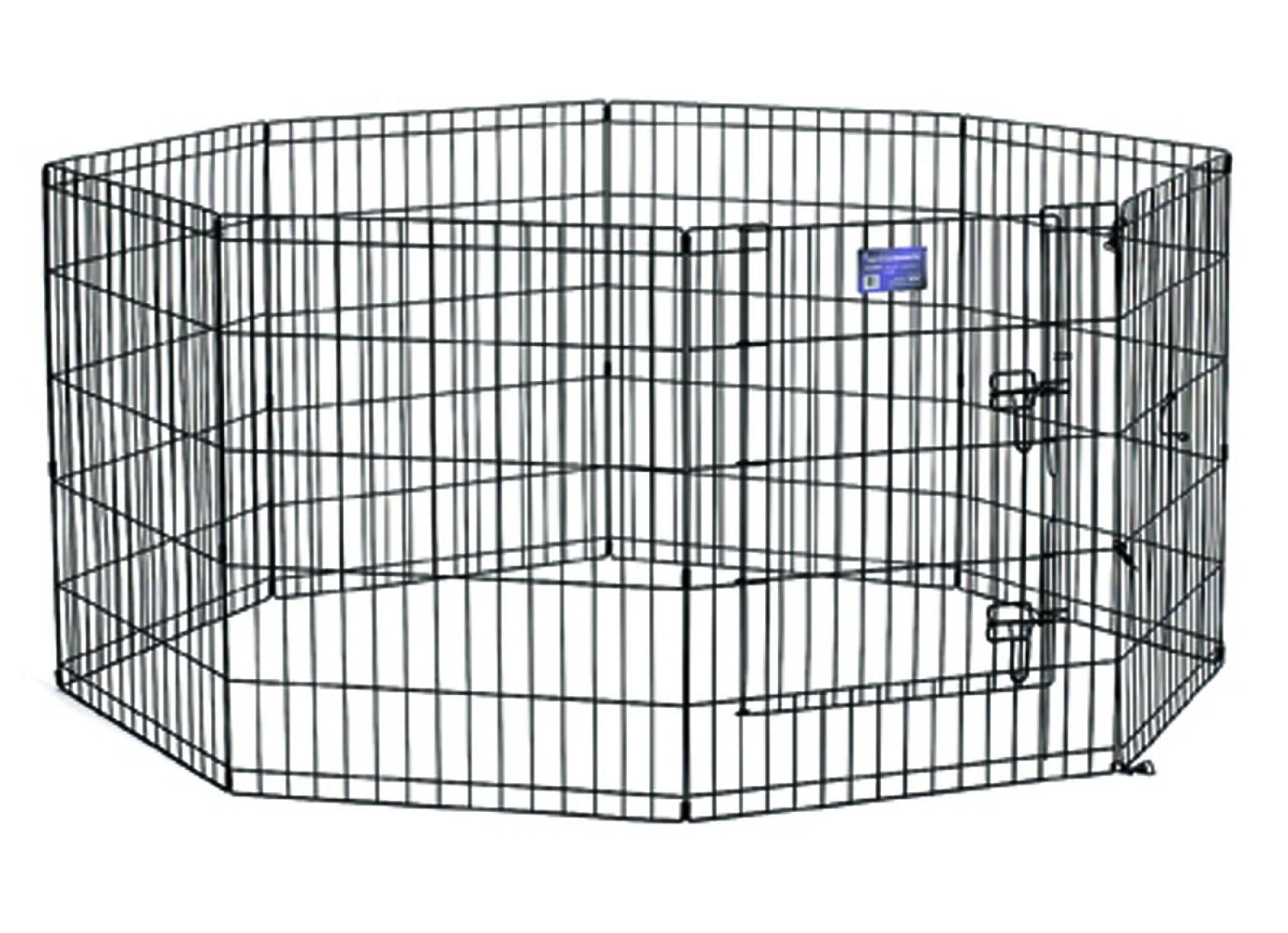 Midwest Homes For Pets Dog Exercise Pen & Playpen, 24'W X 42'H, With Door, Black