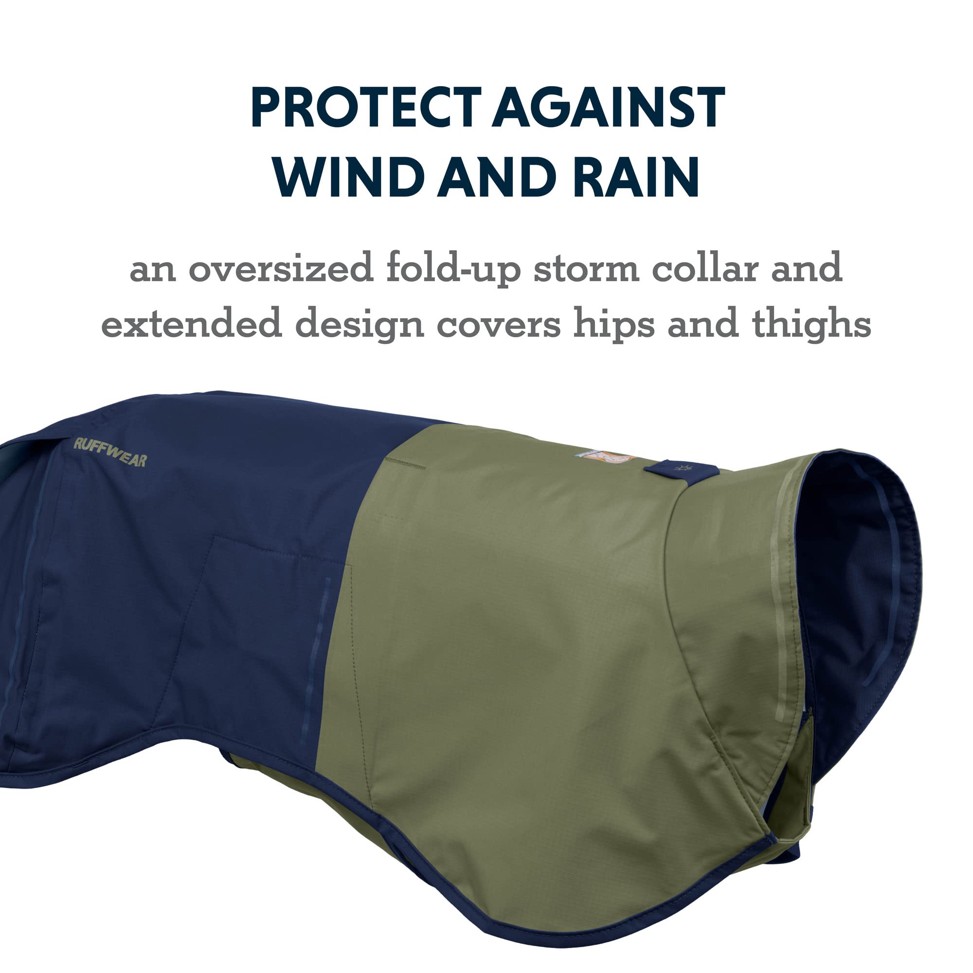 Ruffwear, Sun Shower Dog Raincoat, All-Weather Jacket, Waterproof, Windproof & Lightweight, Midnight Blue, X-Small