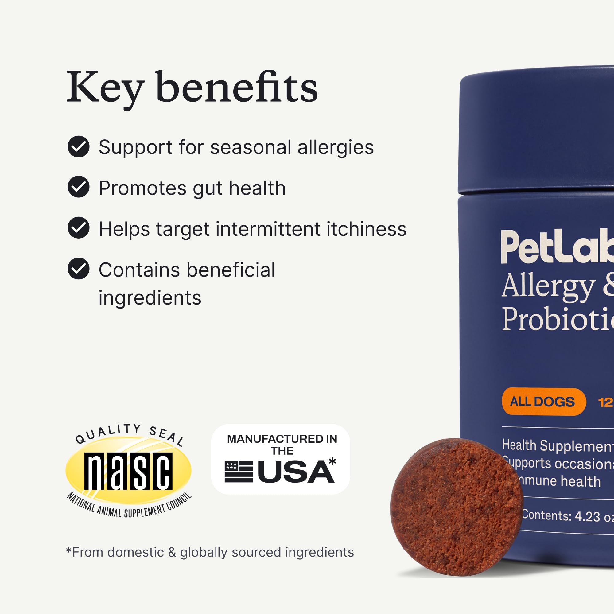 PetLab Co. Allergy & Immune Probiotics for Dogs, Support Seasonal Allergies, Gut & Digestive Health - Pork Flavor - 30 Soft Chew