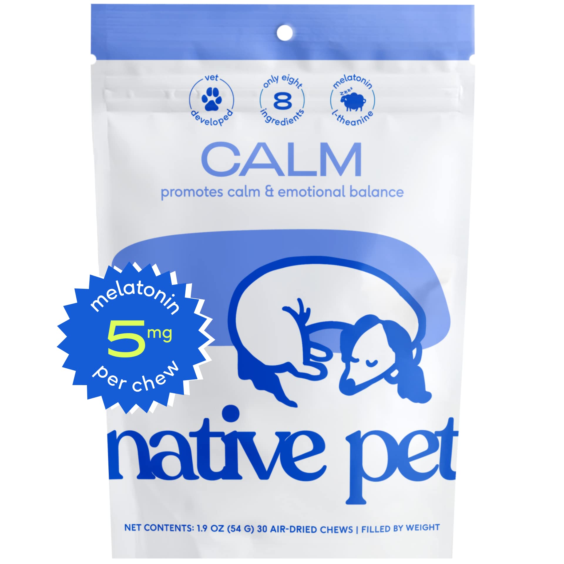 Native Pet Dog Calming Chews - Natural Calming Dog Treats Made with Melatonin for Dogs - Functional Dog Melatonin Chews with Rea