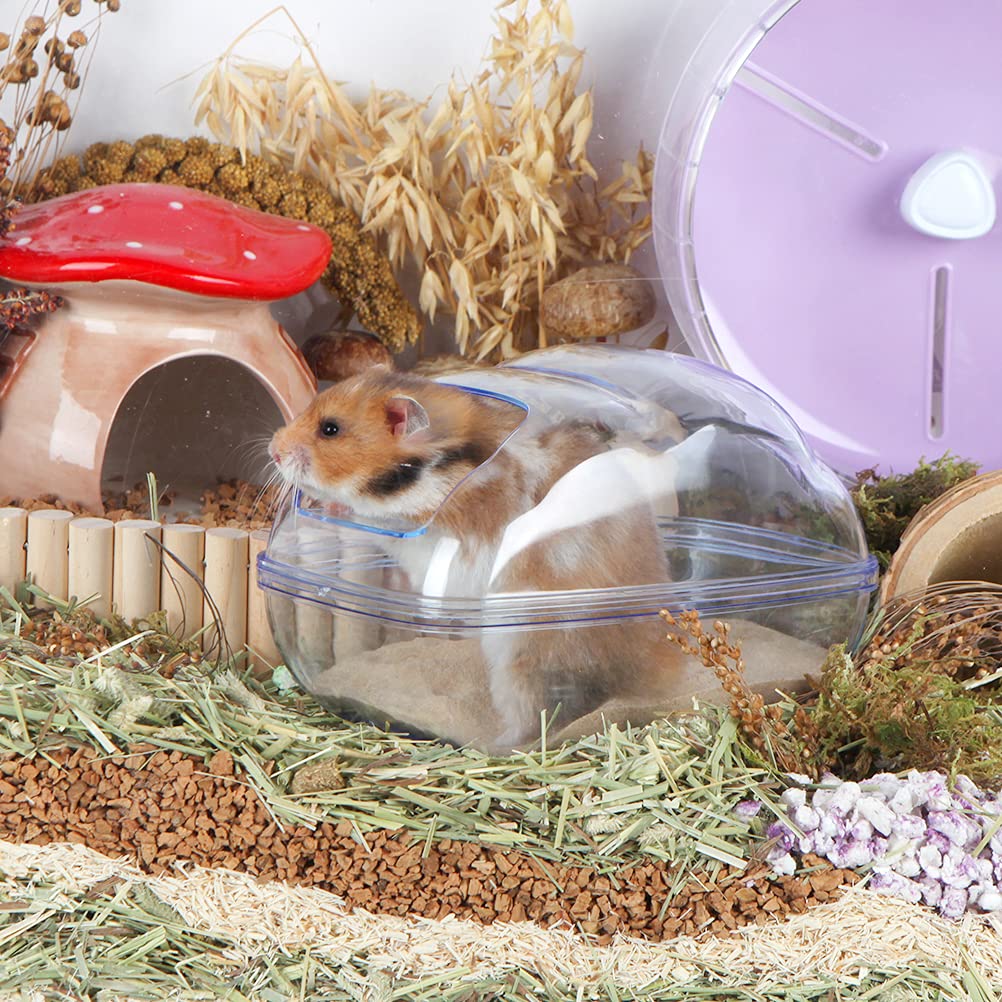 Bucatstate Hamster Sand Bath Container Large Transparent Hamster Toilet With Scoop Set For Dwarf Pets Small Animals Cage Accessories (Blue, Large)