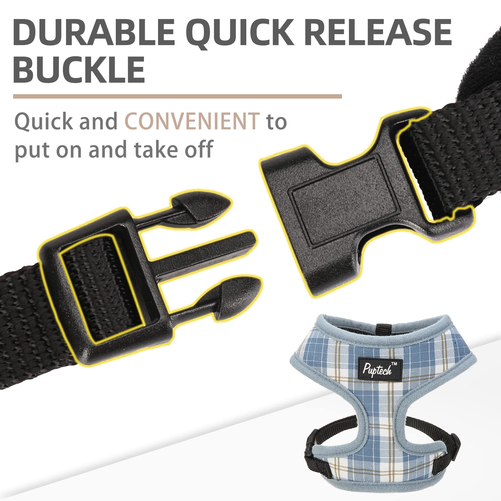 Pupteck Soft Mesh Dog Harness And Leash Set Pet Puppy Cat Comfort Padded Vest No Pull Harnesses, Sky Blue, S