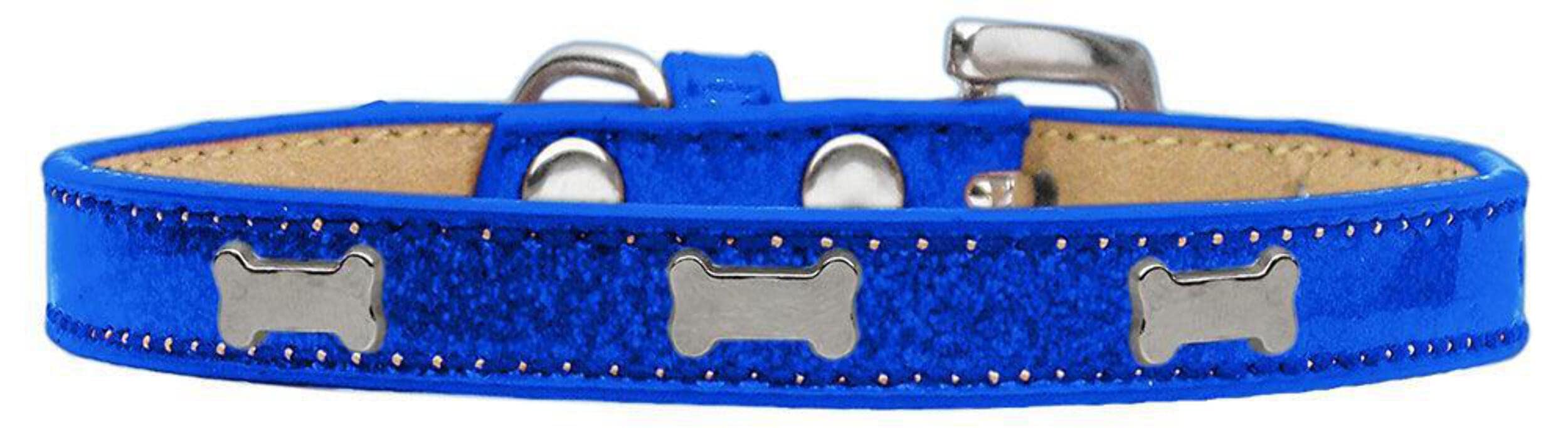 Mirage Pet Products Bone Widget Dog Collar, Size 12, Orange/Silver