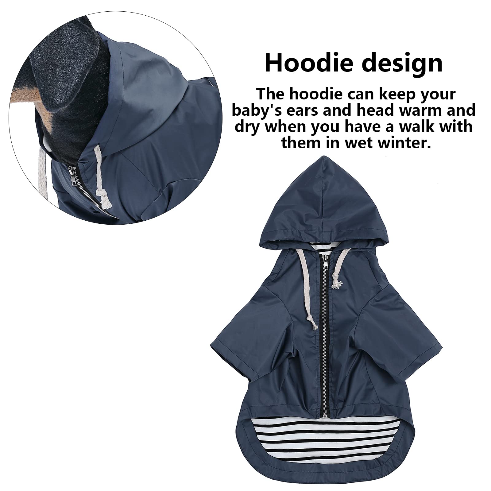 Dog Raincoat Waterproof Puppy Rain Jacket With Hood For Small Medium Dogs, Poncho With Reflective Strap, Storage Pocket And Harness Hole - Blue - S