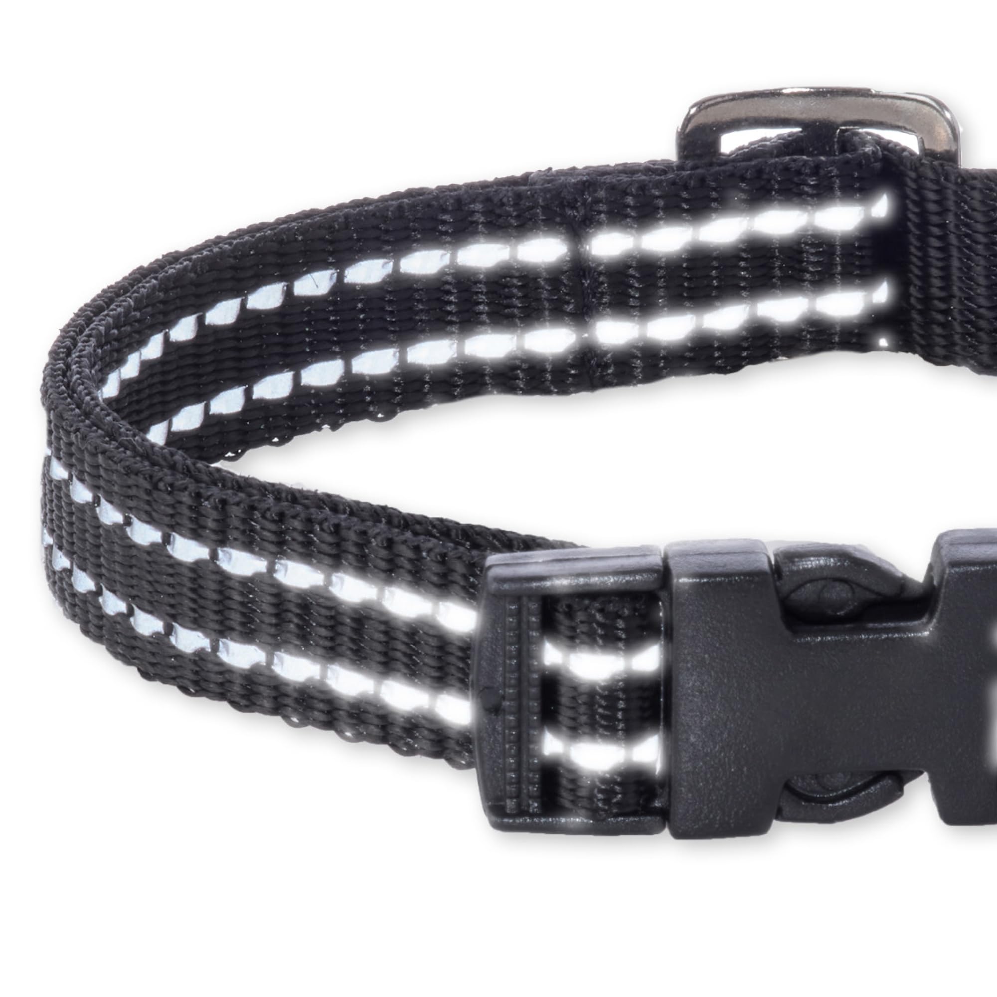 Pet Passion Adjustable Reflective Dog Pet Collar For Small, Medium And Large Dogs, Black, Medium