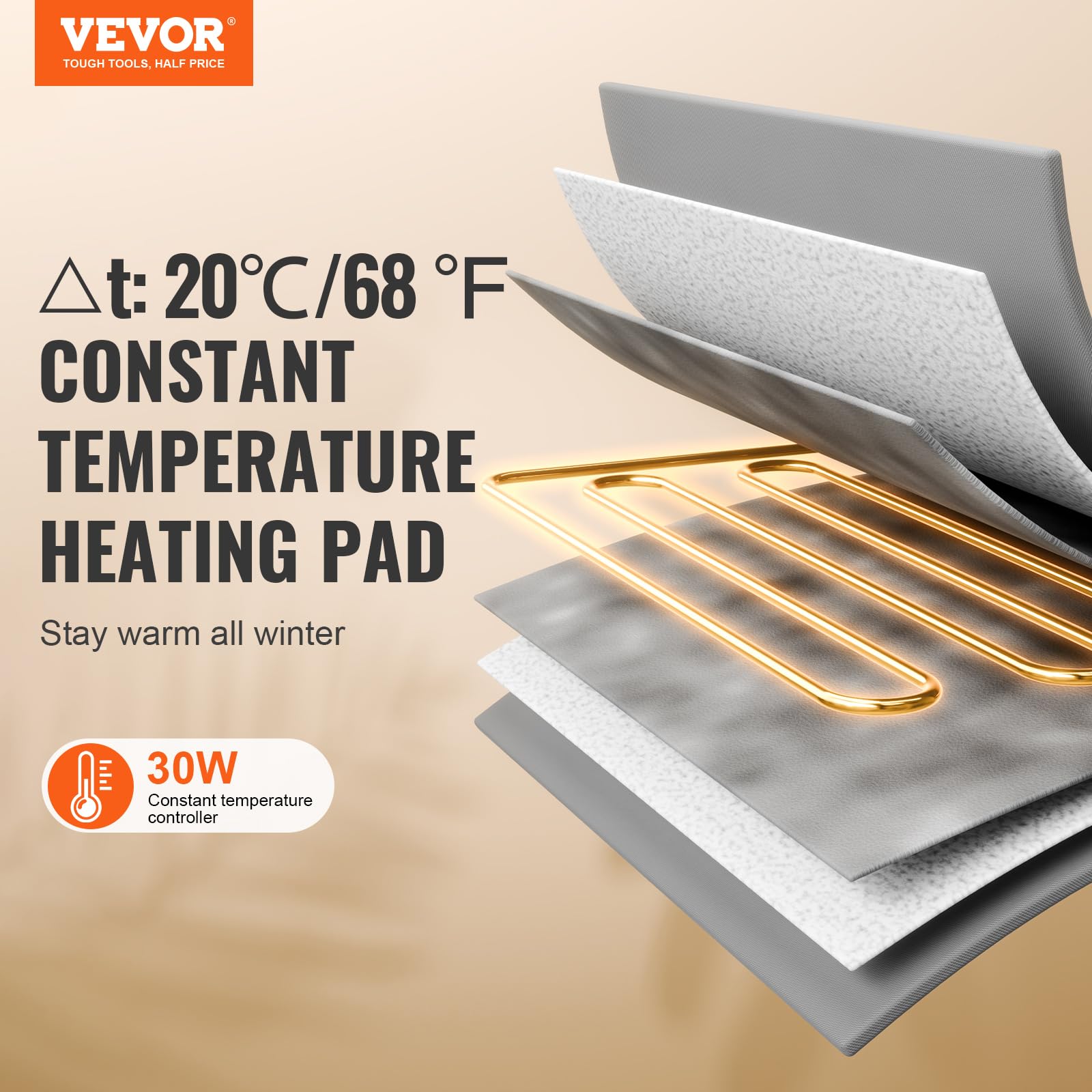 VEVOR Elevated Heated Cat House, Cuboid Kitty Shelter, 900D Oxford Cloth Foldable Cat Shelter with Heated Pad for Winter to Stay