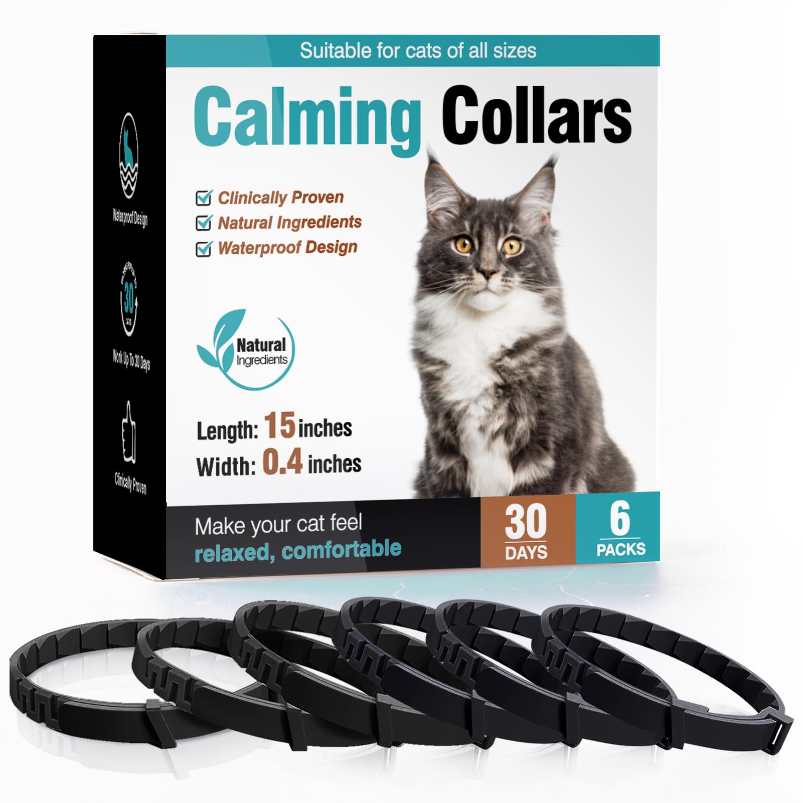 Calming Collar For Cats 6 Pack Cat Calming Pheromones Collar Stress And Anxiety Relief For 30 Days Pheromone Collars Adjustable 