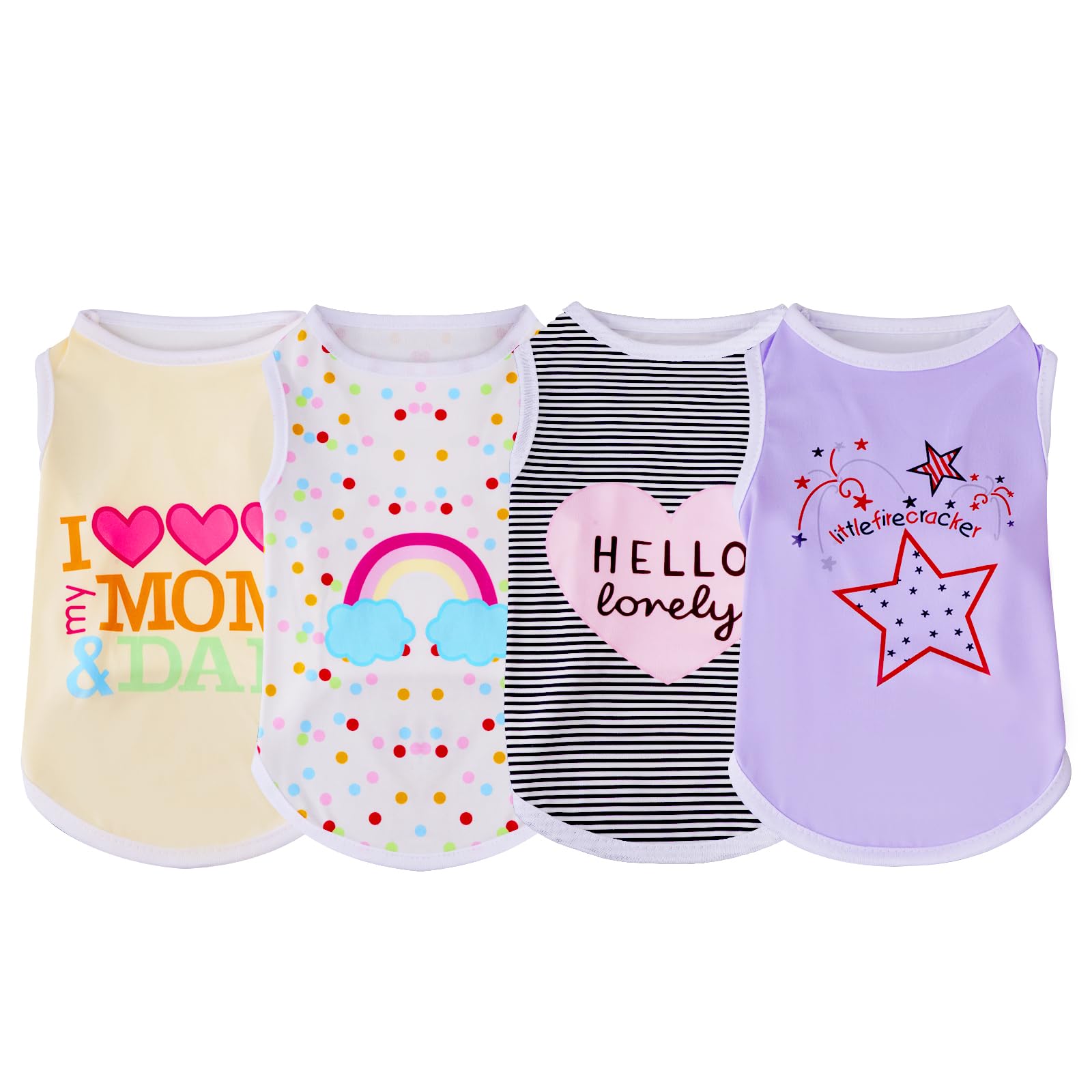 Choyaxo 4Pcs Dog Shirts Sleeveless Printed Pet Vest For Chiuahaha Small Dogs Kitten Spring Summer