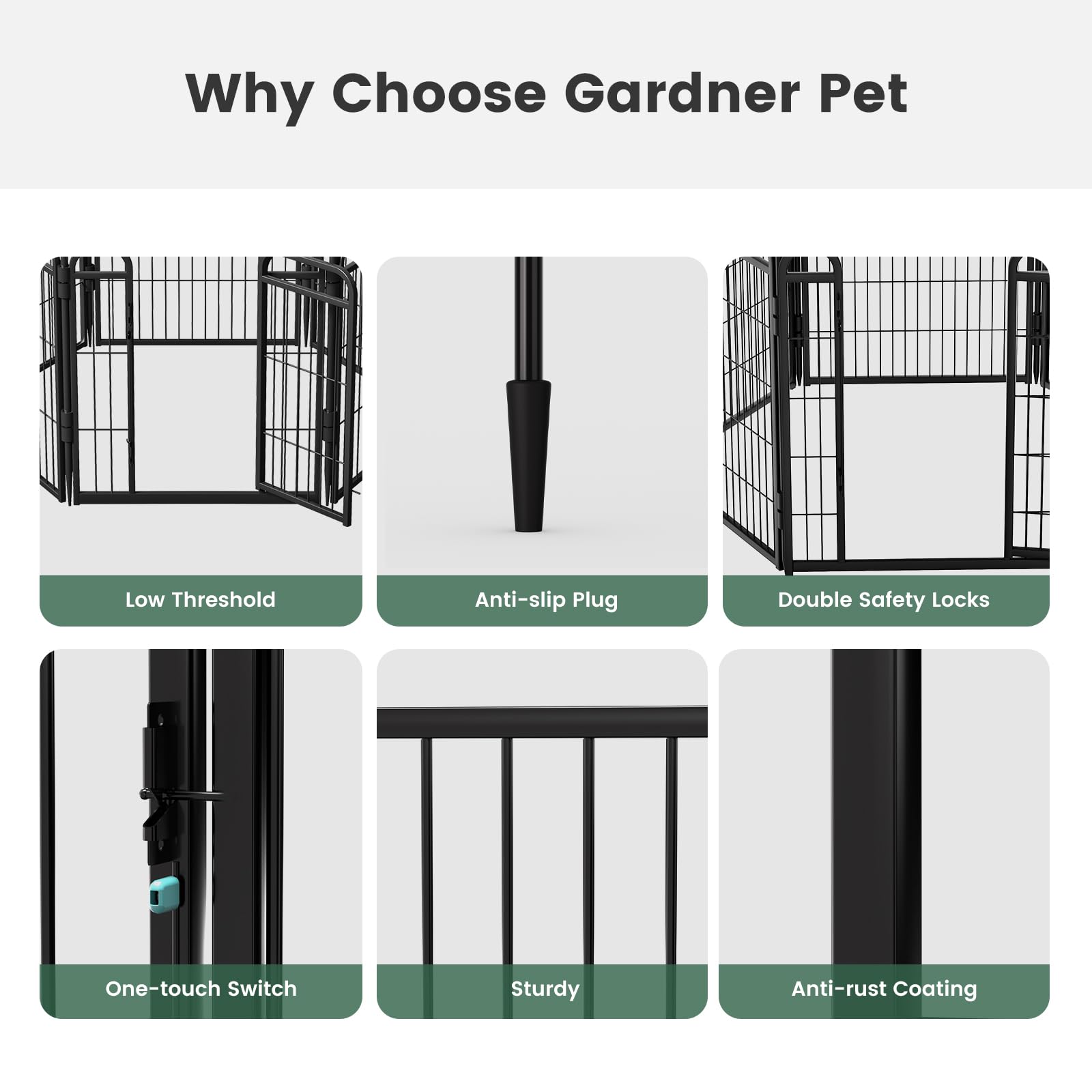 Gardner Pet Dog Playpens, 32'' H 6 Panels Dog Pen Outdoor/Indoor Dog Fence Exercise Pen For Small/Medium/Large Dogs, Foldable Pe