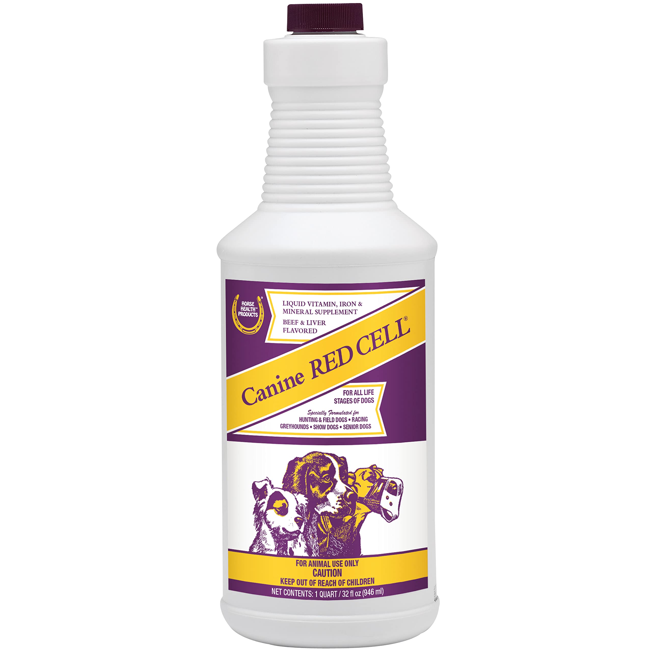 Horse Health Canine Red Cell, Liquid Vitamin-Iron-Mineral Supplement for Puppies, Active Senior and Pregnant Dogs, 1 Quart