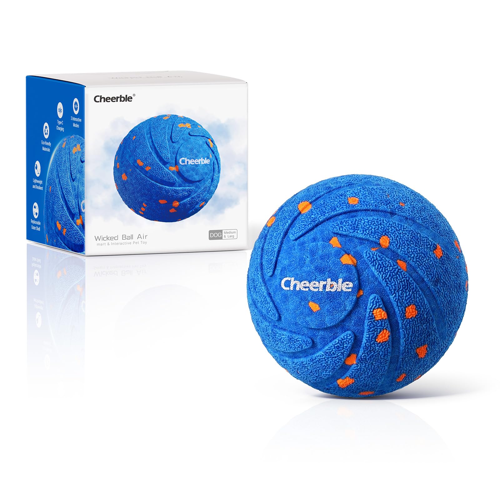 Cheerble Smart Interactive Dog Toy, Wicked Ball Air, Automatic Moving, Bouncing, And Rotating, E-Tpu Material, Ipx7 Waterproof R