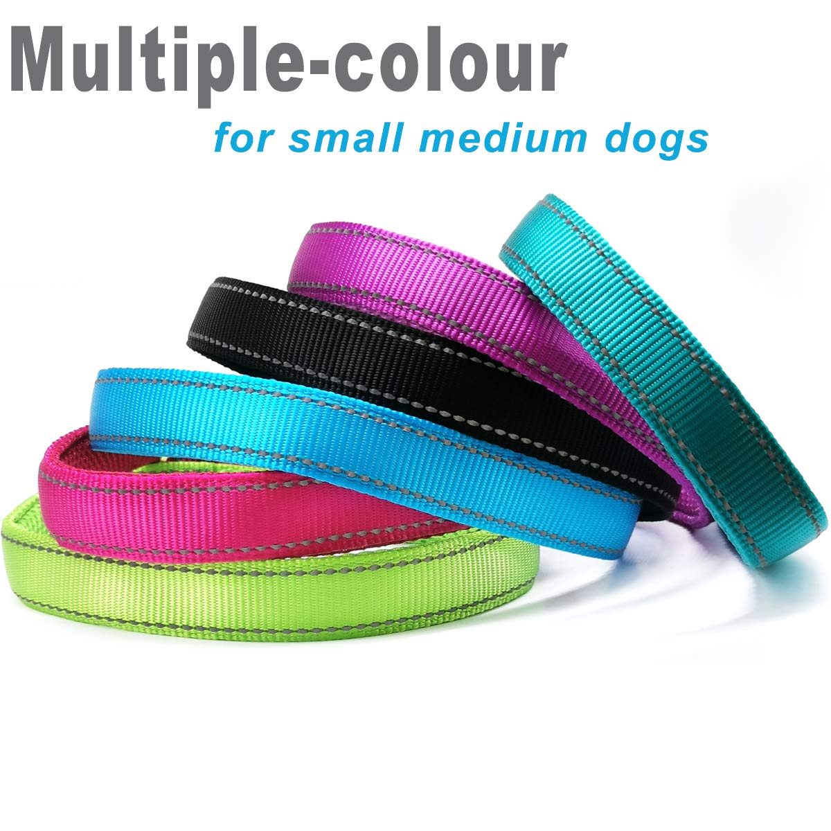 Mycicy Reflective Dog Choke Collar, Soft Nylon Training Slip Collar For Dogs (5/8' W X 15.5' L, Turquoise)