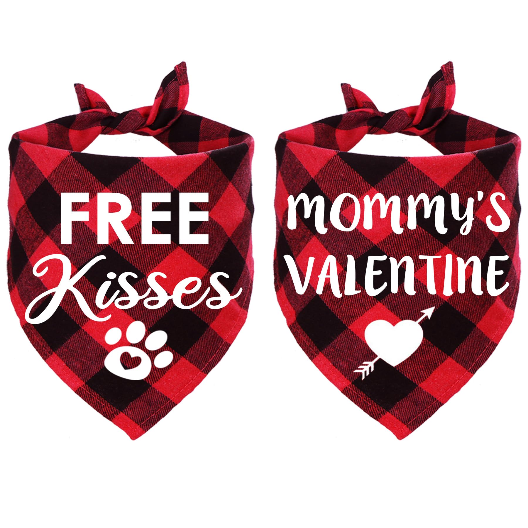 Stmk 2 Pack Valentines Day Dog Bandanas, Valentines Dog Bandanas Scarf For Medium Large Dogs Pets (Large, Free Kisses & Mommy'S 