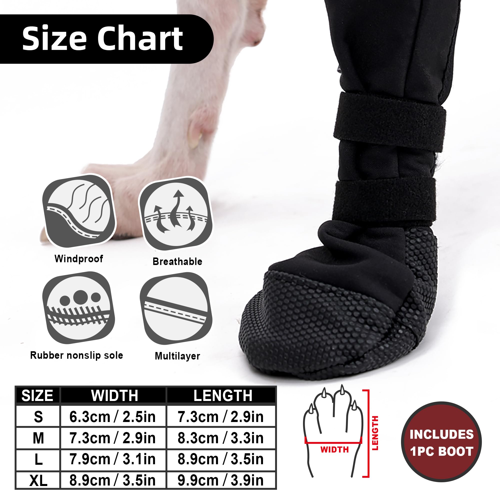 ETIAL Dog Paw Wound Recovery Boot, Waterproof Dog Bootie for Injured Paw, Anti-Slip Dog Shoe with Self-Adhesive Strap, Dog Paw P