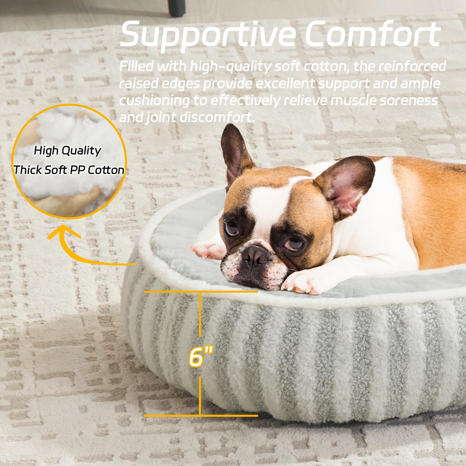 Small Dog Beds for Small Dogs, Washable Cat Beds for Indoor Cats with Anti-Slip Bottom, Supportive Soft Calming Sleeping Pet Bed